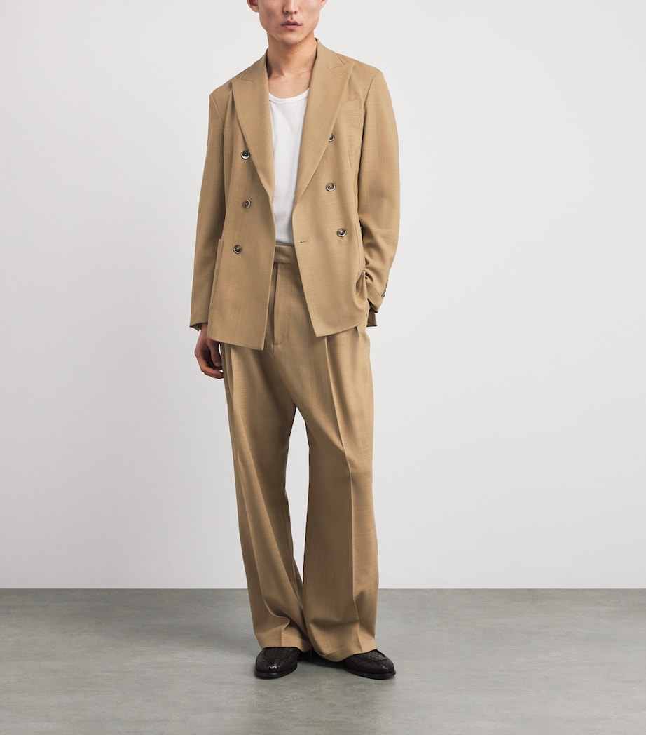 Barena Mens Virgin Wool Pleated Trousers Khaki Image 2