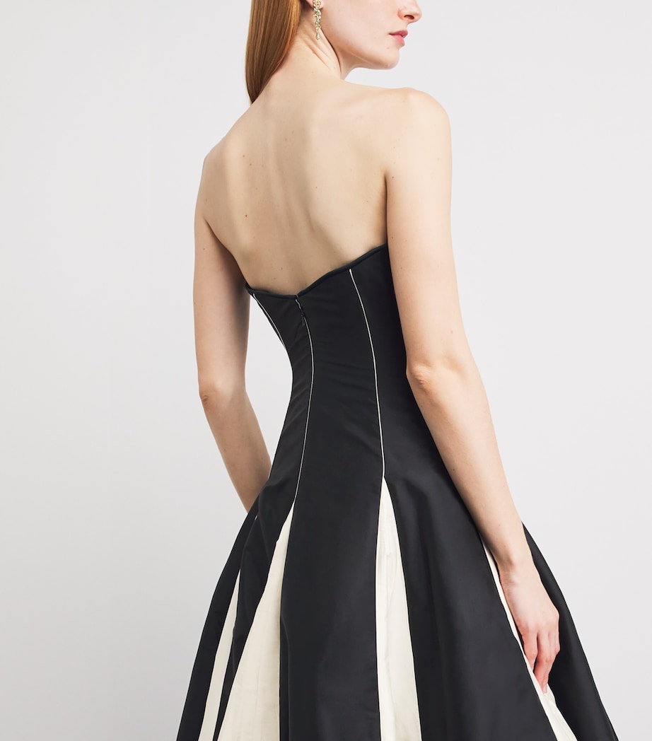 Marmar Halim Womens Taffeta Contrast Panelled Gown Black Image 3