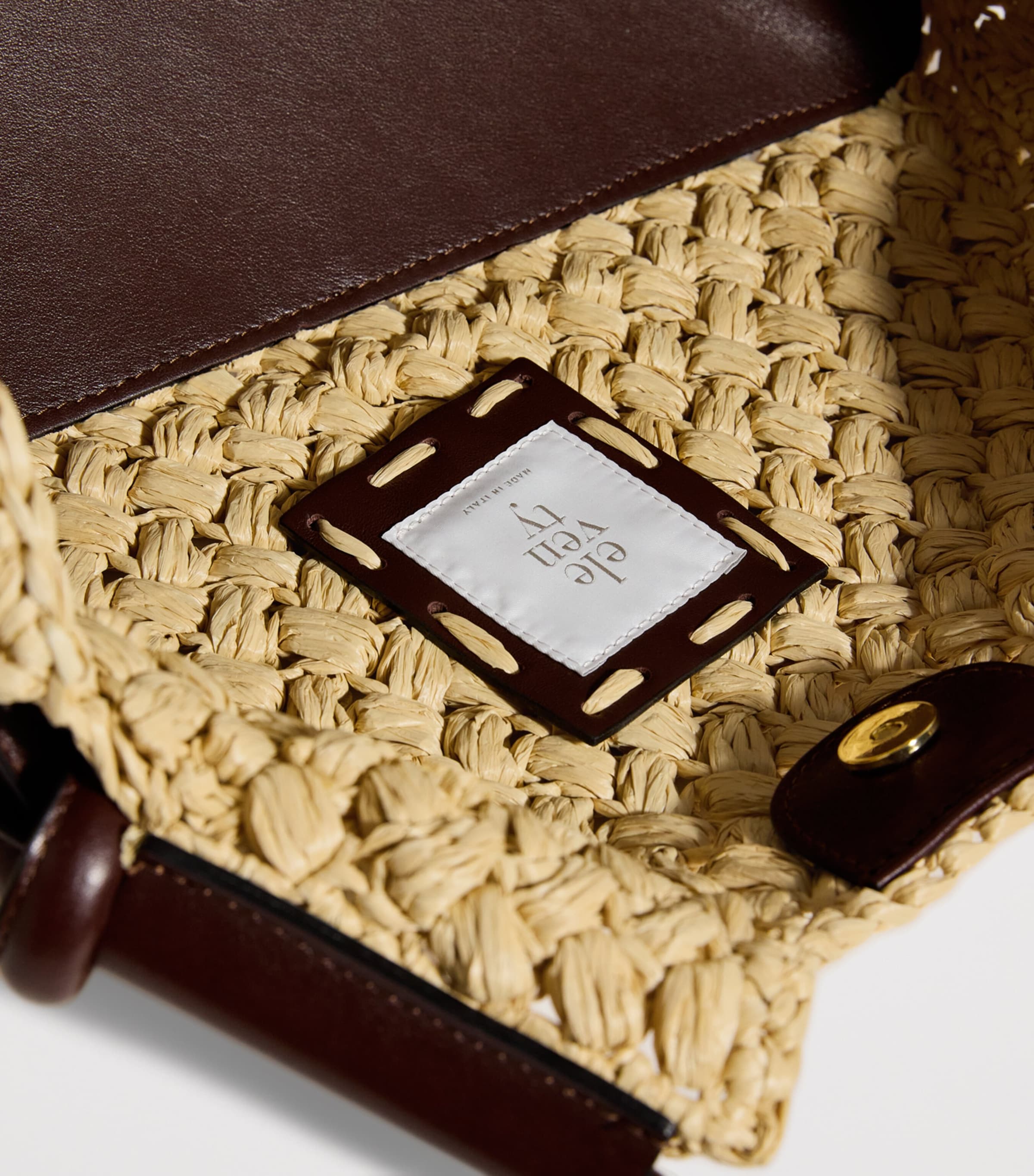 Eleventy Raffia Satchel Shoulder Bag Avorio Image 4