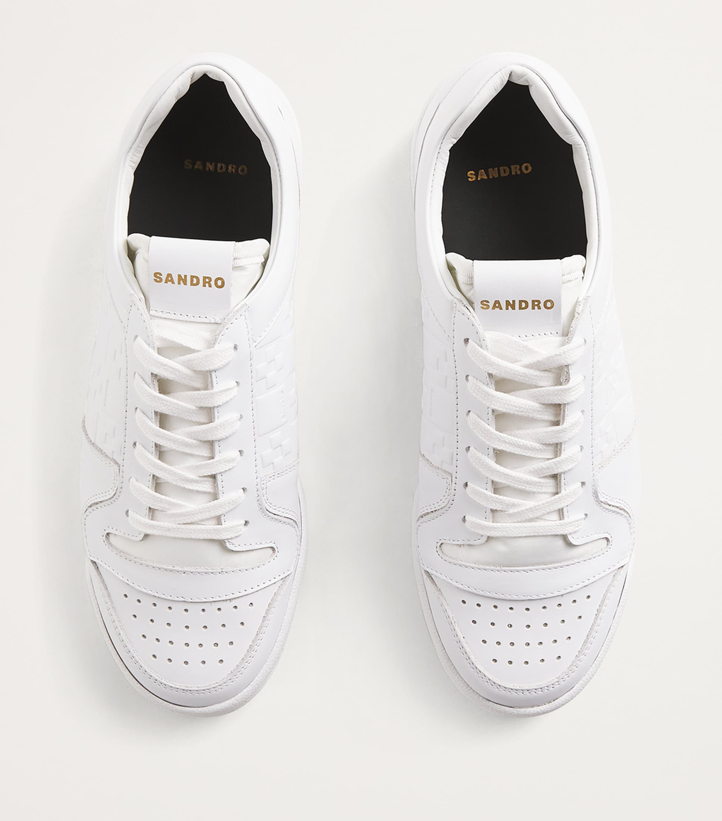 Leather Cross Sneakers WHITE Image 3