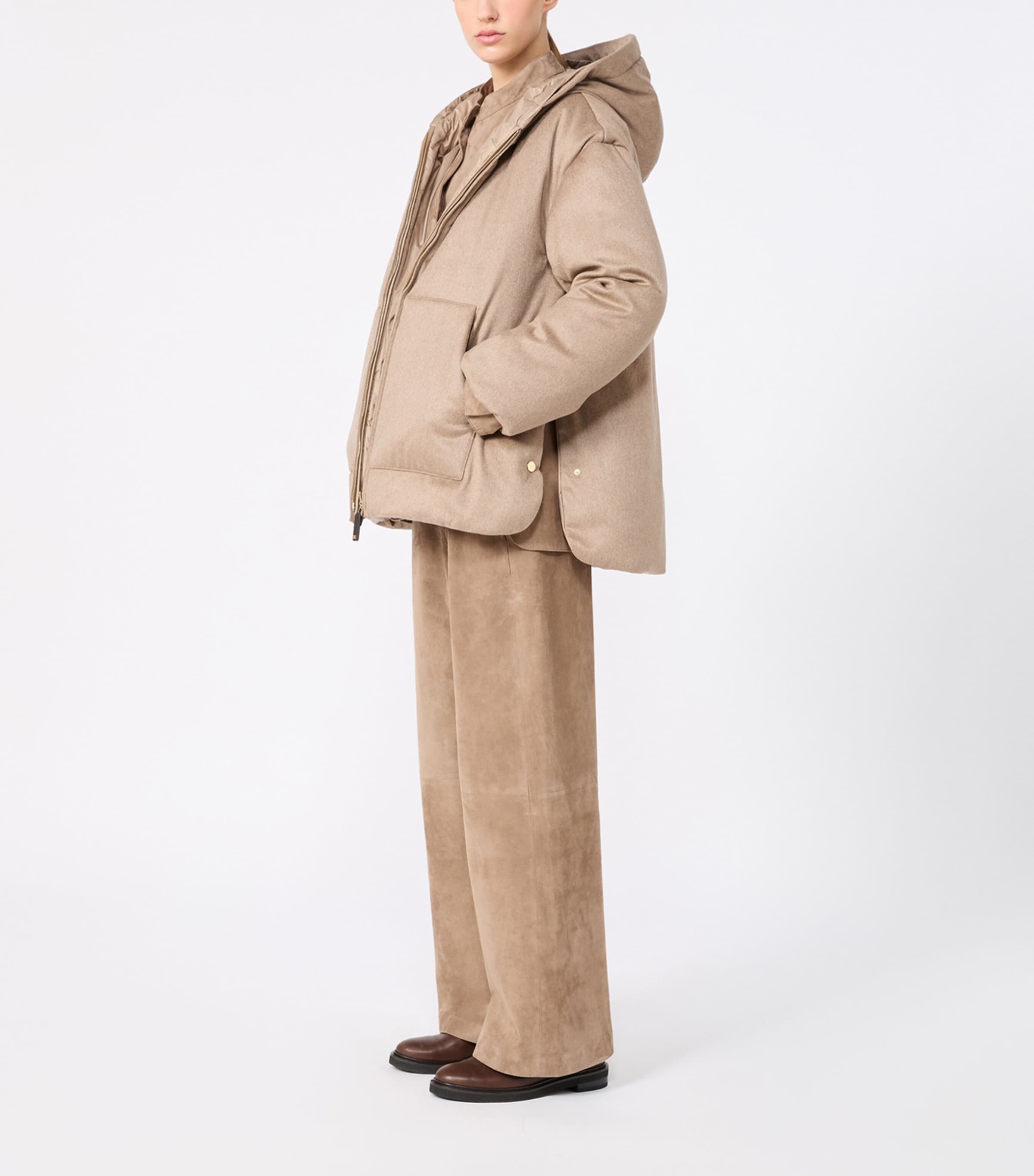 Max Mara Womens Cashmere Hooded Jacket Clay Image 2
