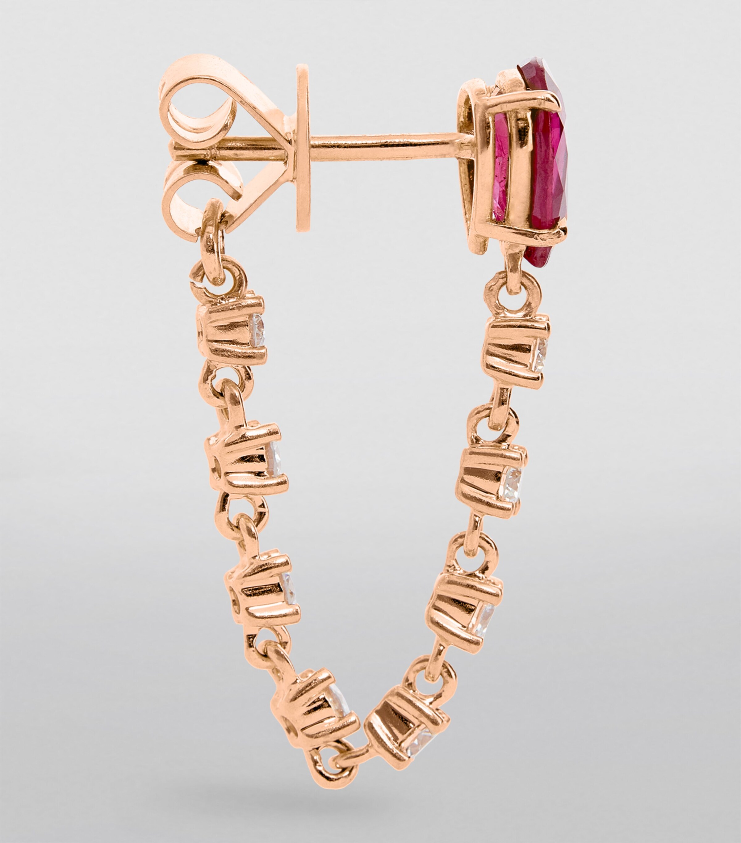 Rose Gold, Diamond and Ruby Loop Single Earring ROSE GOLD Image 3