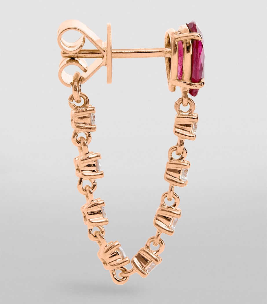 Rose Gold, Diamond and Ruby Loop Single Earring ROSE GOLD Image 3