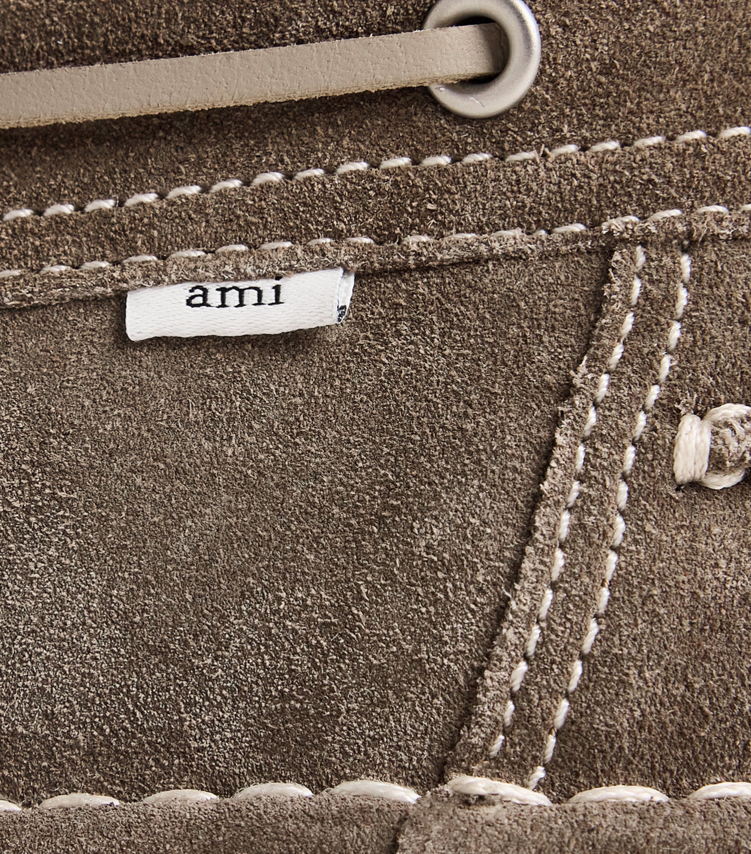 AMI Paris Suede Boat Shoes Carbone Image 7