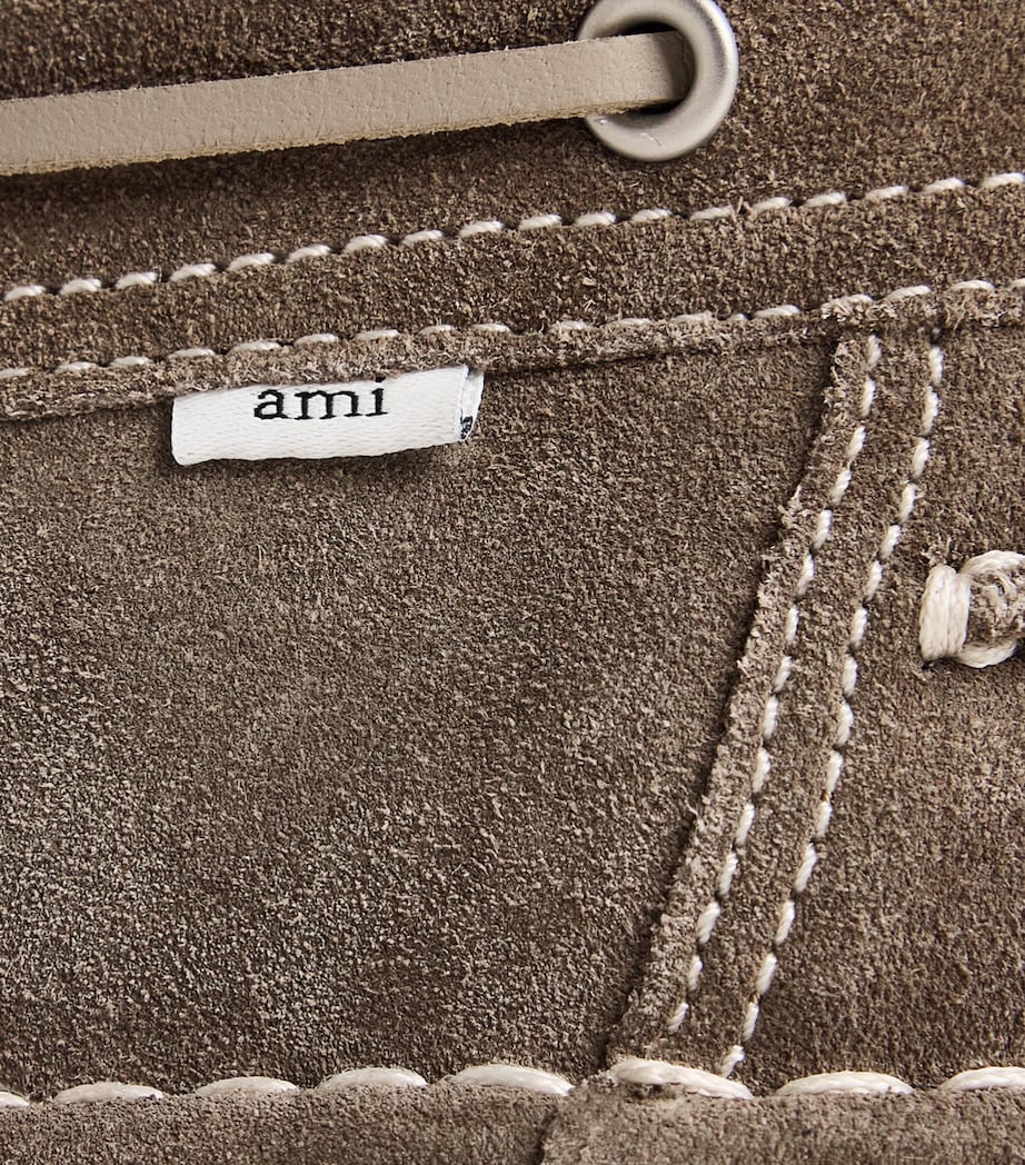 AMI Paris Suede Boat Shoes Carbone Image 7