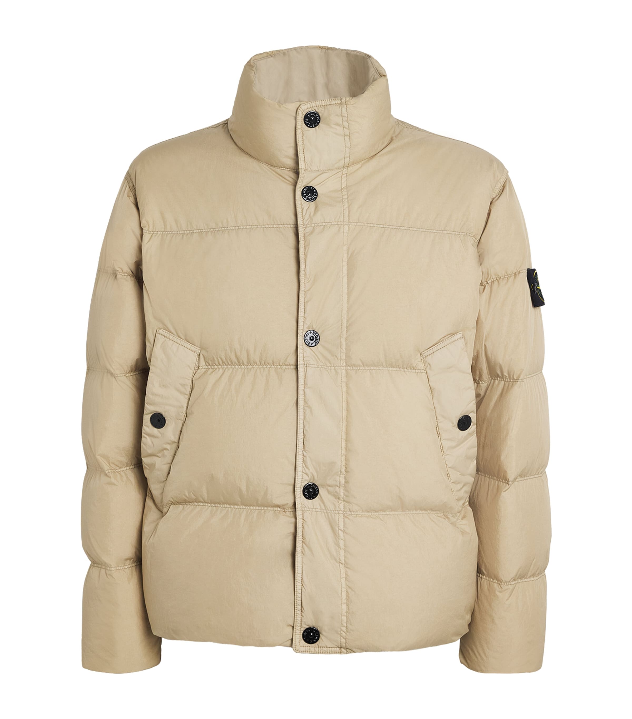 Stone Island Padded Quilted Jacket With High Collar In Multi
