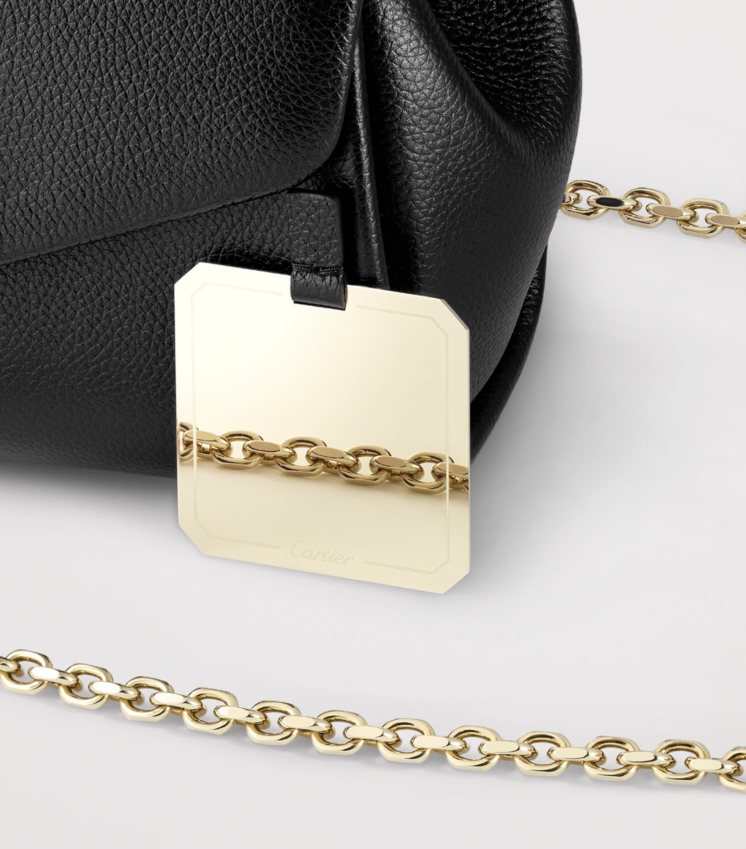 Small Leather Panthère de Cartier Shoulder Bag BLACK Image 6