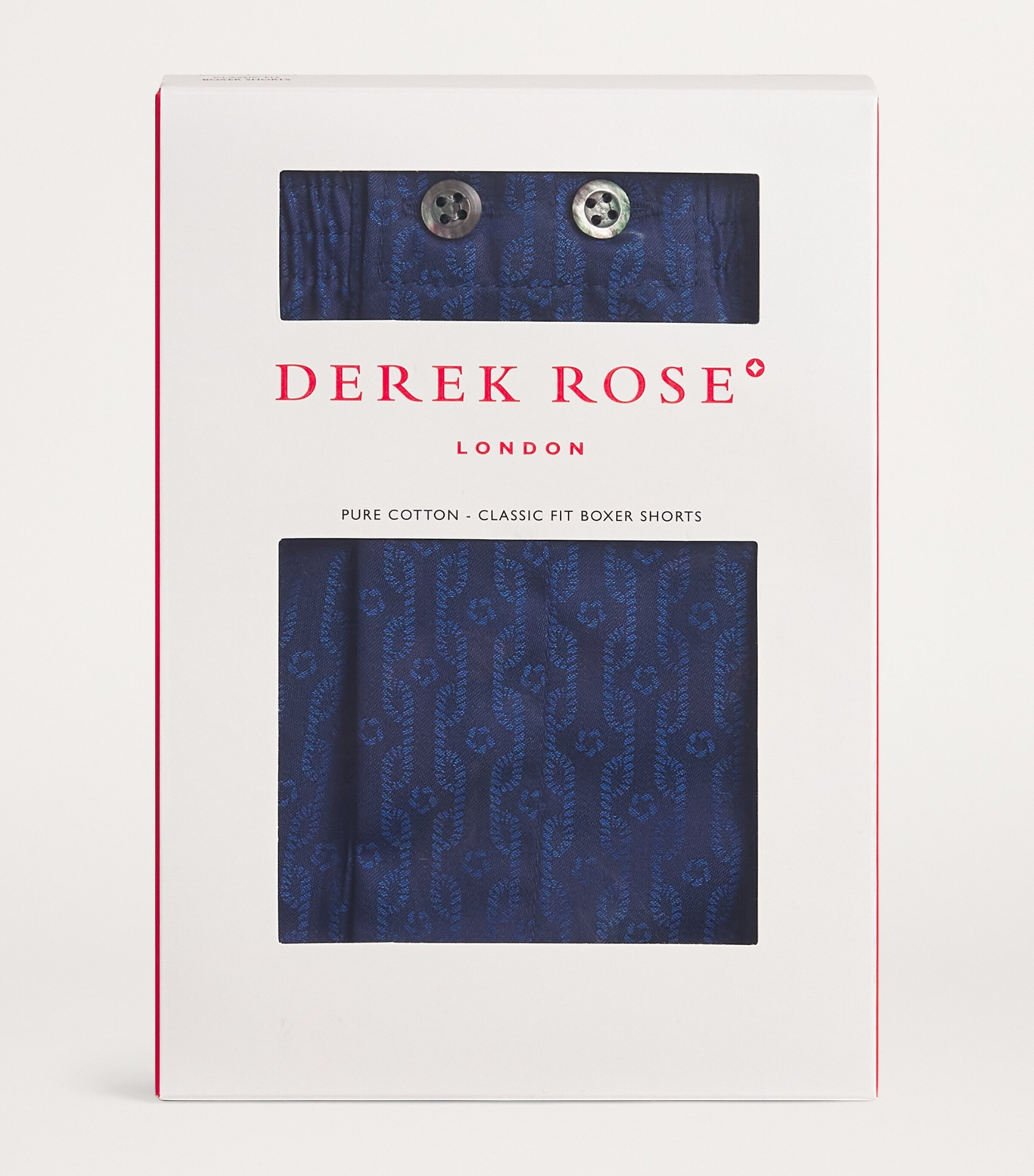 Derek Rose Mens Cotton Printed Boxer Shorts Navy Image 4