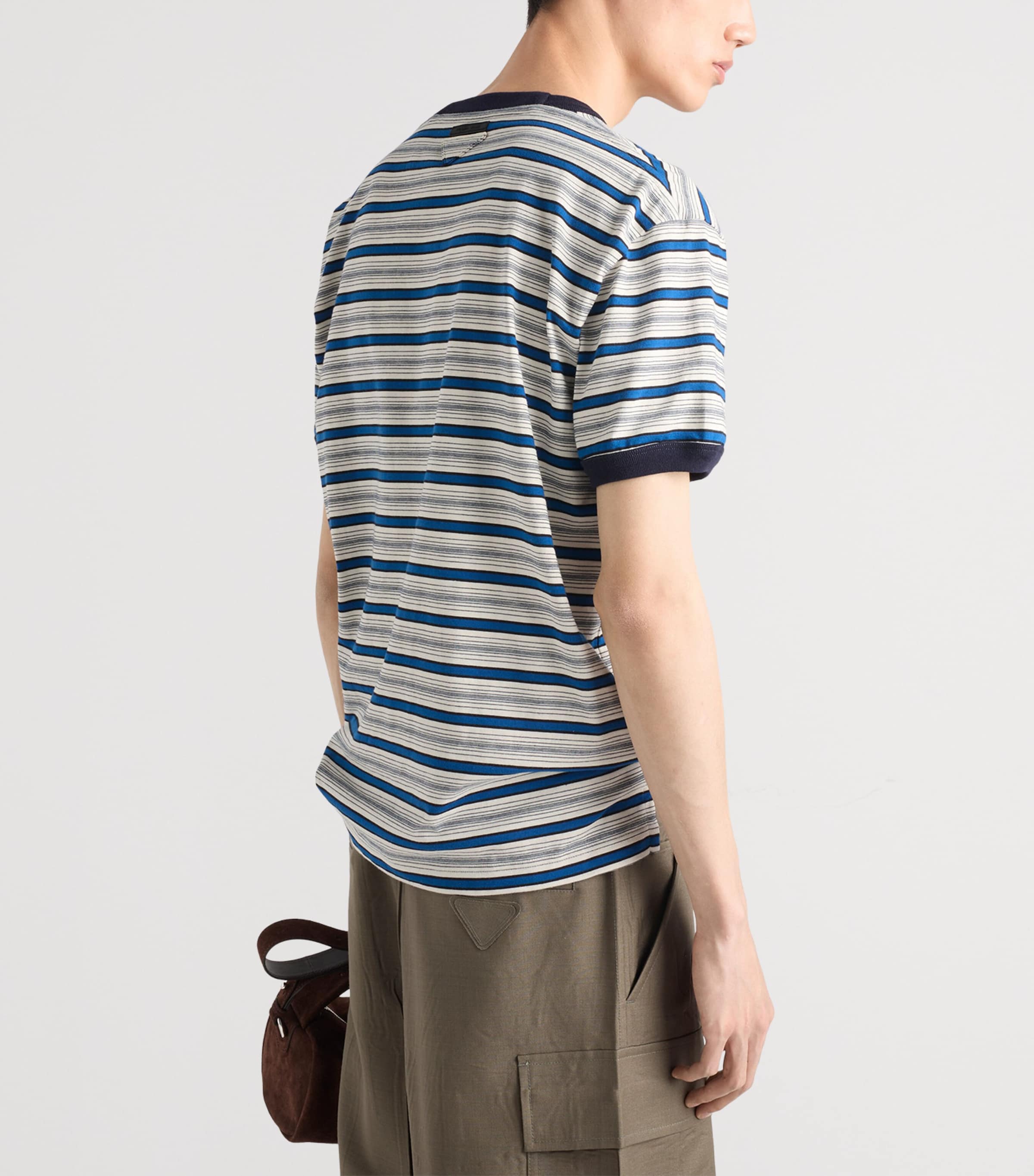 Prada Mens Cotton Stripe T-Shirt Image 4