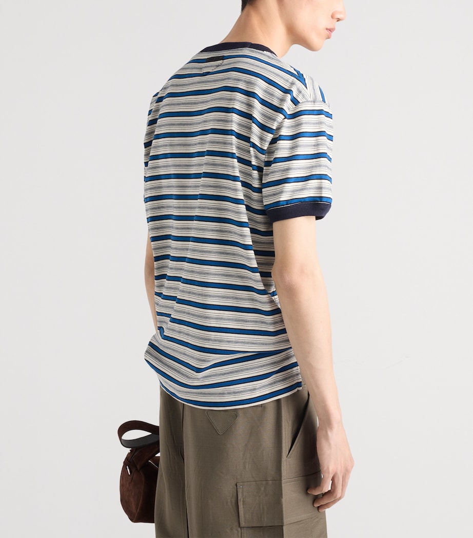 Prada Mens Cotton Stripe T-Shirt Image 4