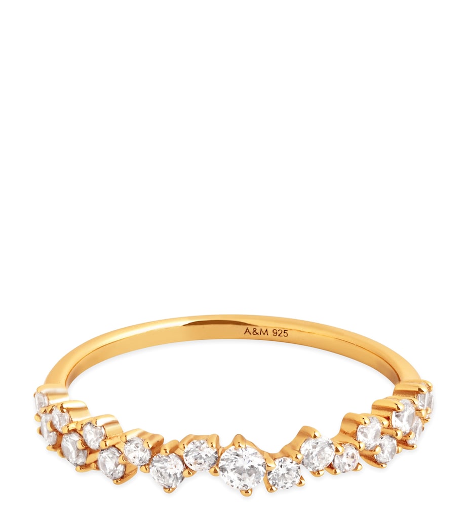 Astrid & Miyu Gold-Plated Crystal Scatter Band Ring Gold Image 1
