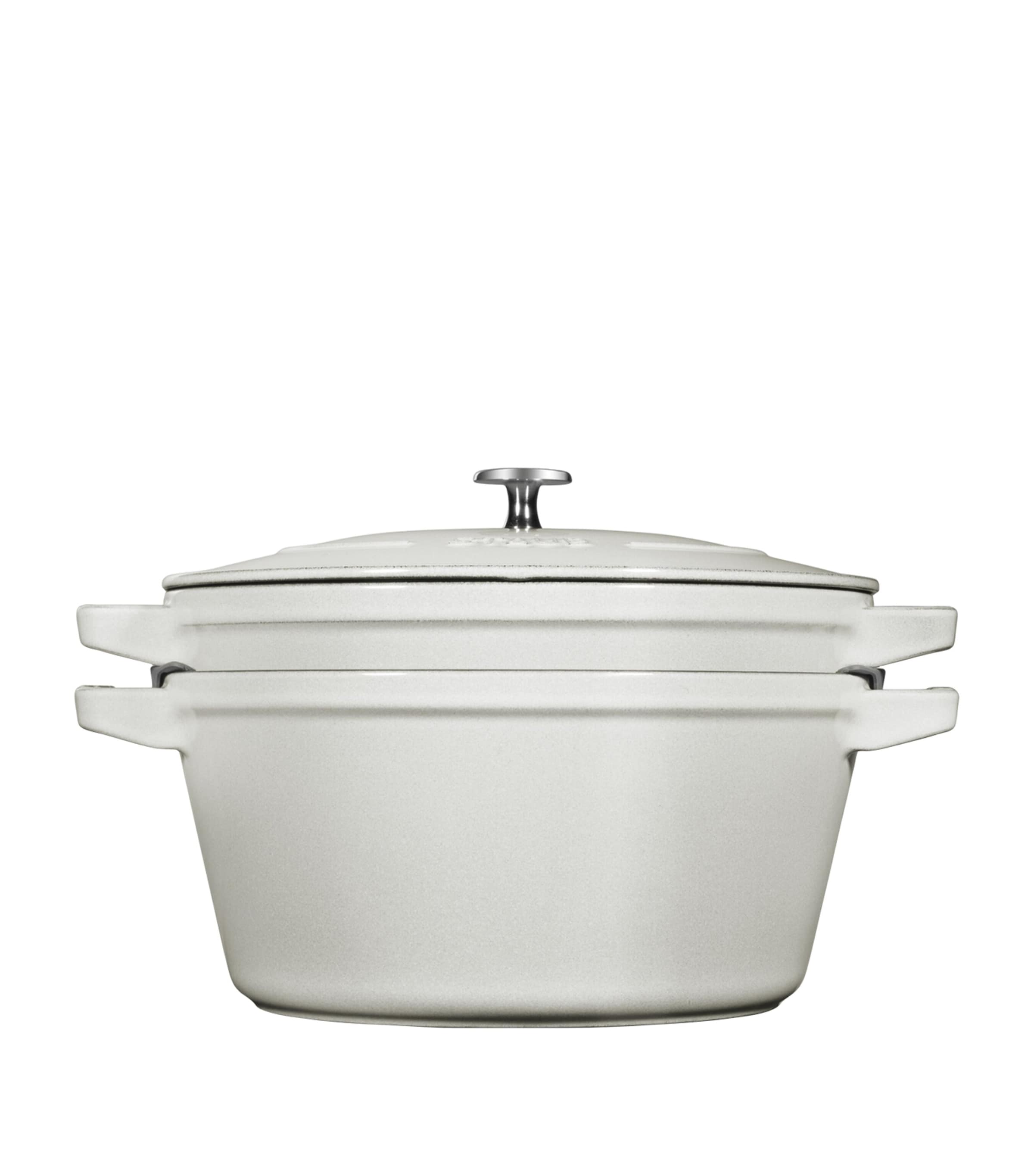Staub 2-Piece Round Stackable Cocotte Set White Truffle Image 4