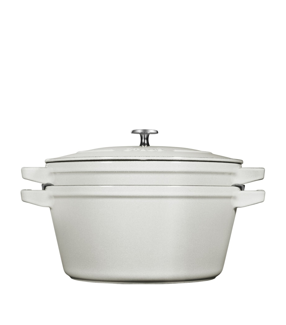 Staub 2-Piece Round Stackable Cocotte Set White Truffle Image 4