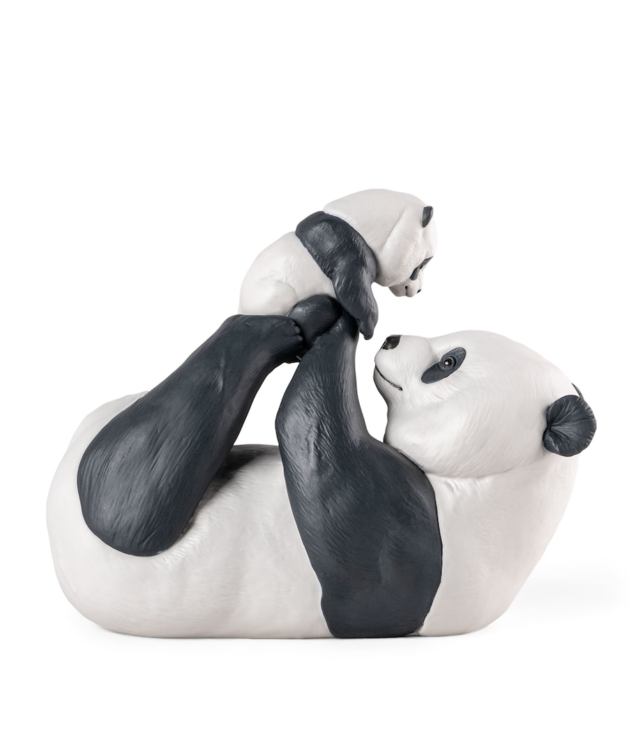 Porcelain Panda and Baby Sculpture BLACK & WHITE Image 4