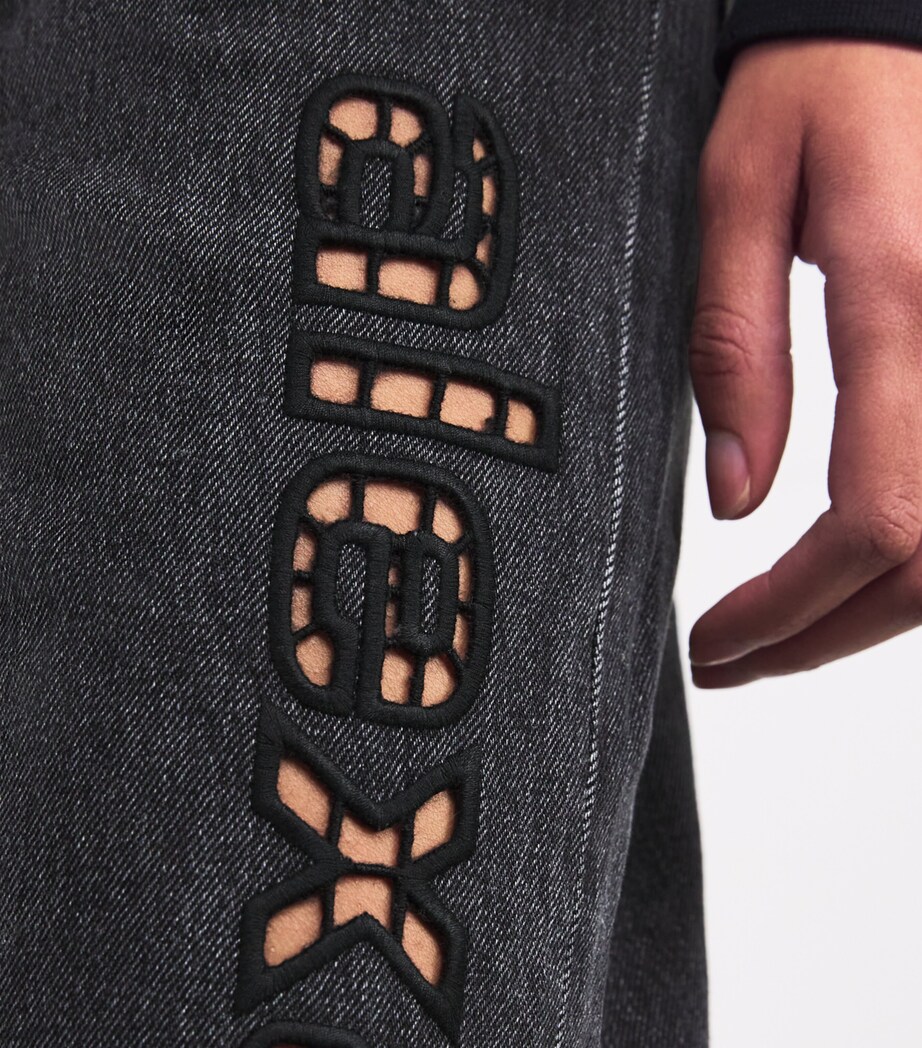 Alexander Wang Womens Cut-Out Logo Relaxed Jeans Grey Aged Image 6