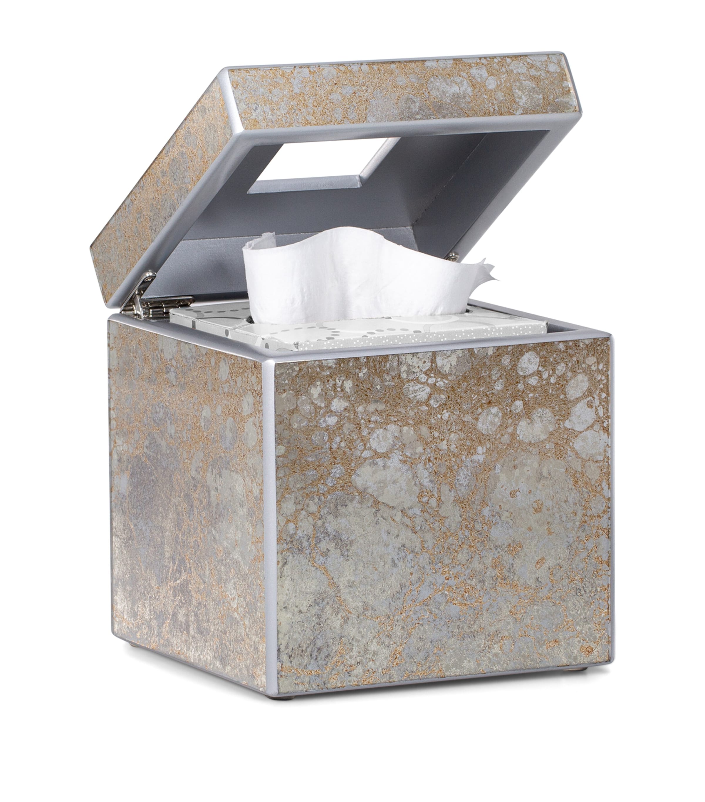 Painted Glass Natasha Tissue Cover SILVER/GOLD Image 2