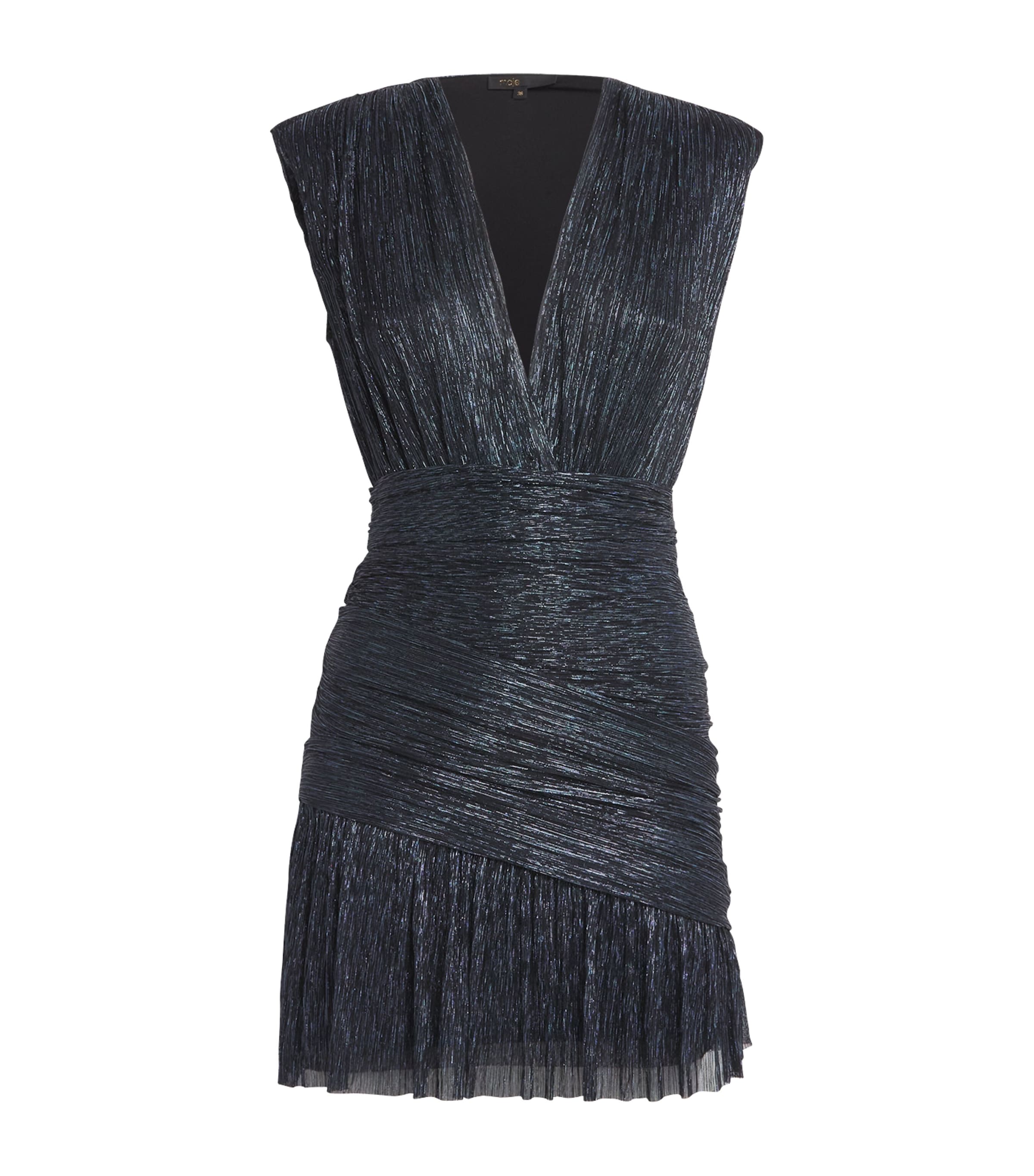 MAJE LUREX V-NECK MINI DRESS