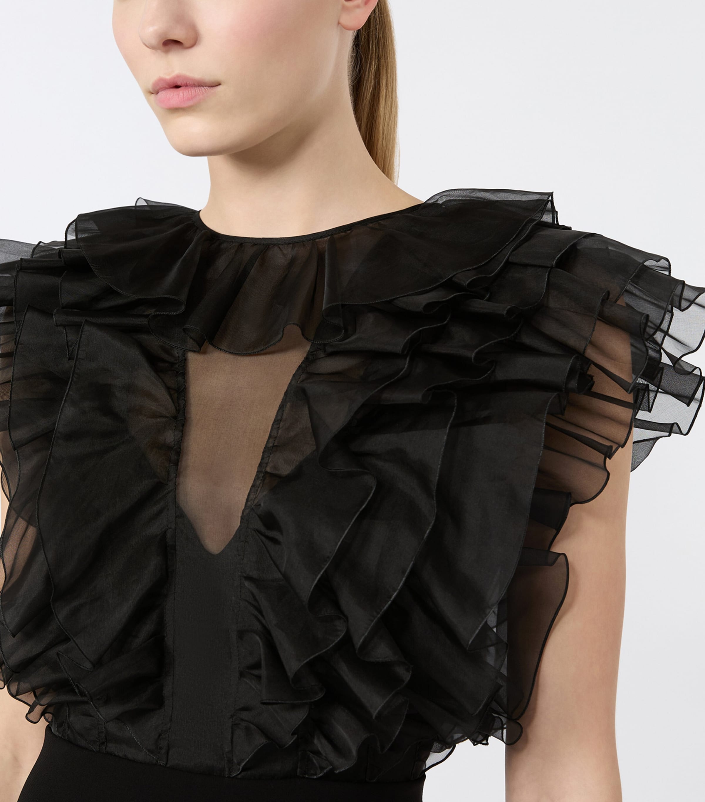 Max Mara Womens Tulle-Ruffle Mini Dress Black Image 5
