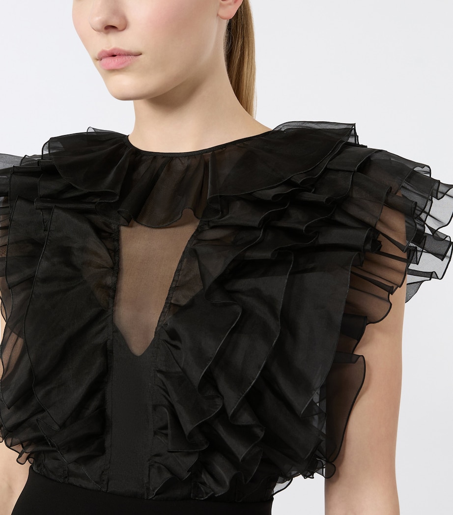 Max Mara Womens Tulle-Ruffle Mini Dress Black Image 5