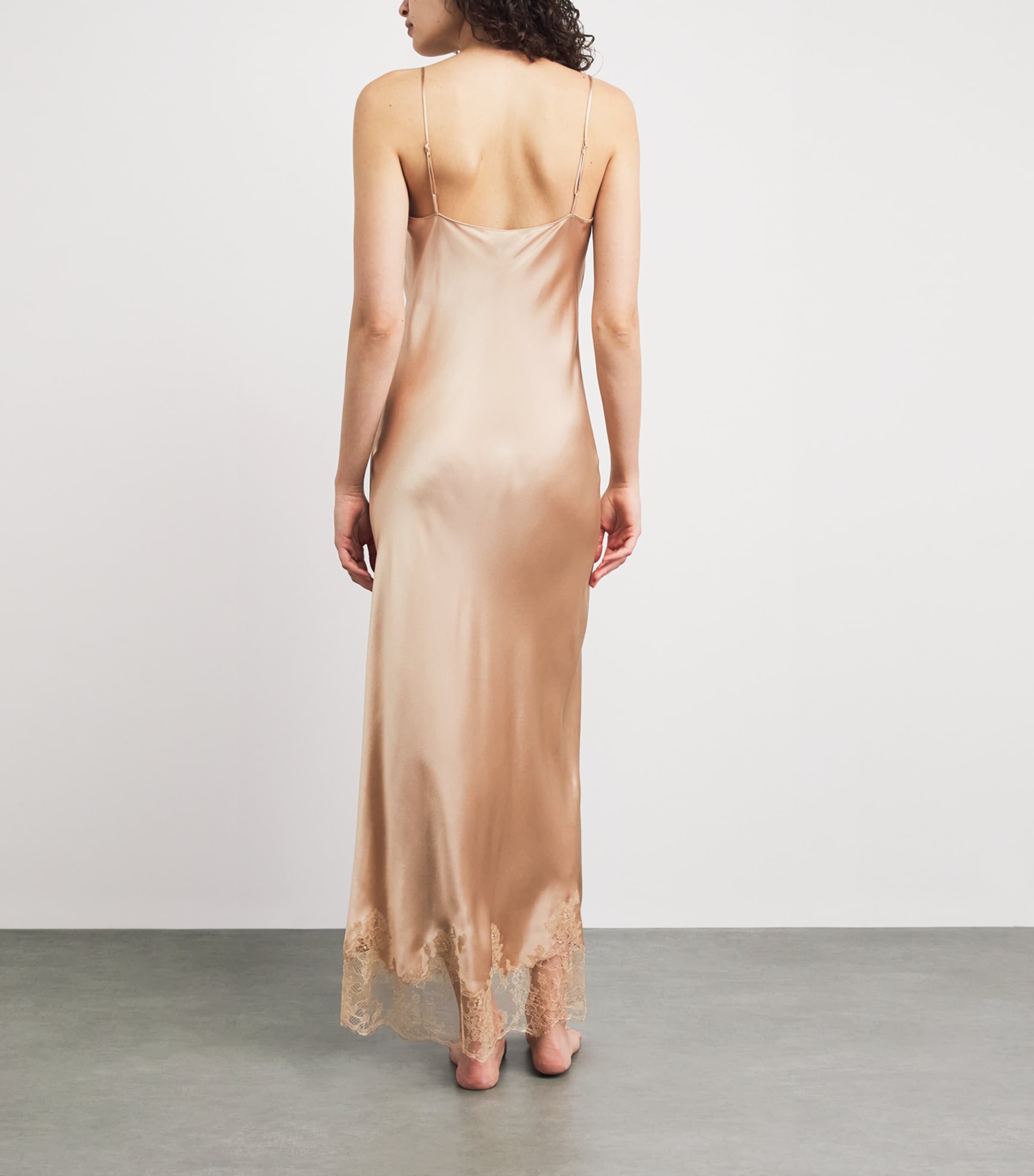 Carine Gilson Womens Silk-Lace Louise Slip Dress Moka / Moka Image 4