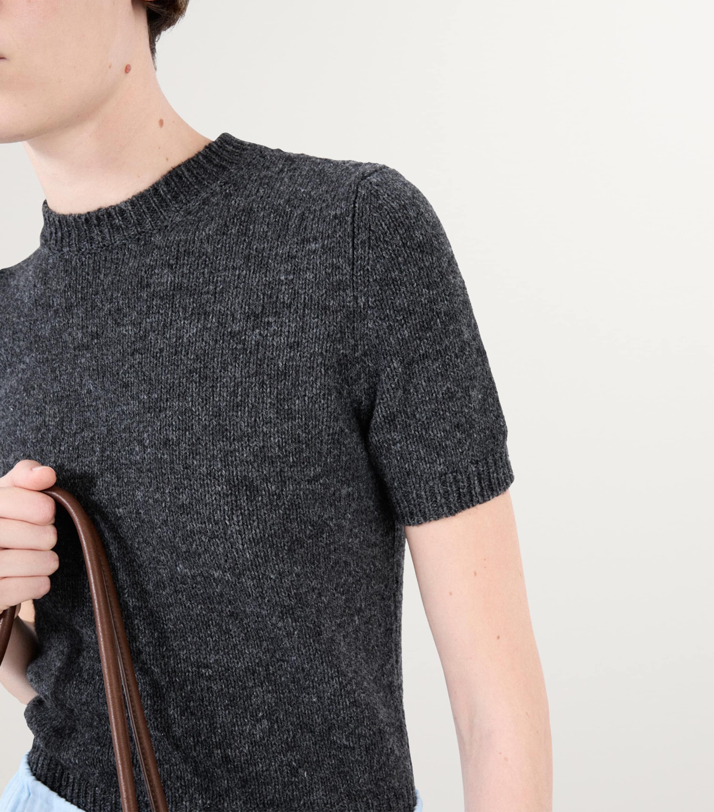 Cashmere Short-Sleeve Sweater F0480 Image 6