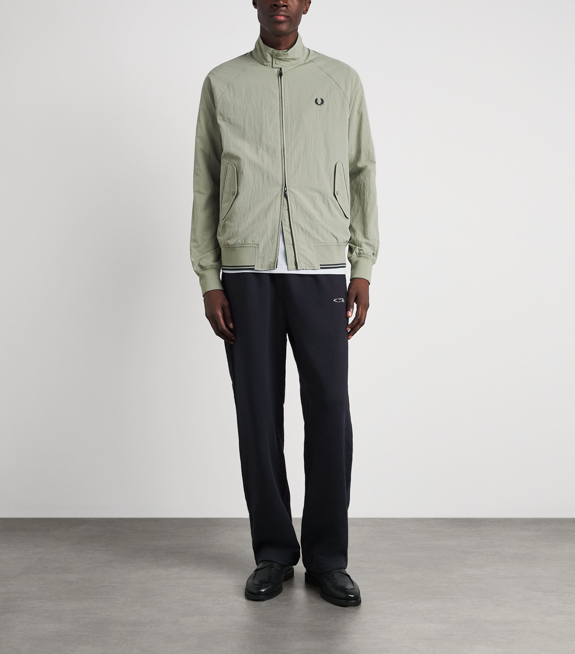 Fred Perry Mens Crinkle Harrington Jacket Seagrass Image 2