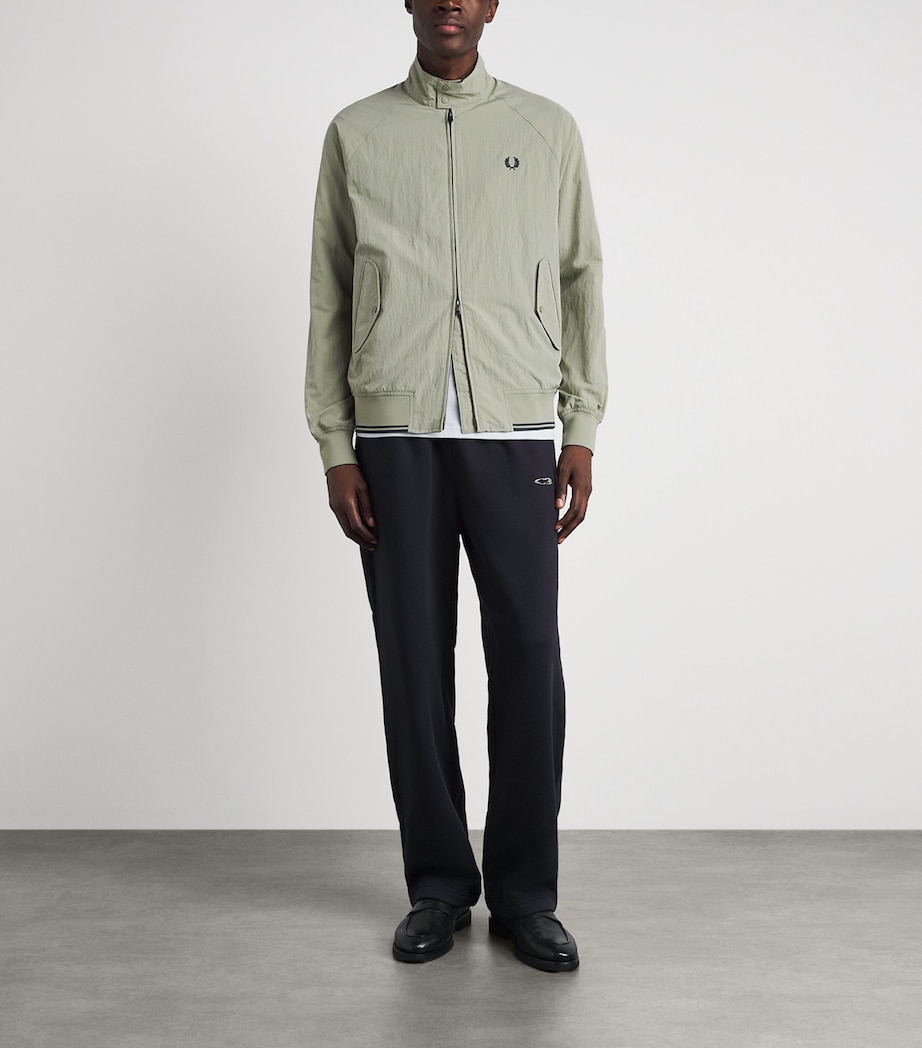 Fred Perry Mens Crinkle Harrington Jacket Seagrass Image 2