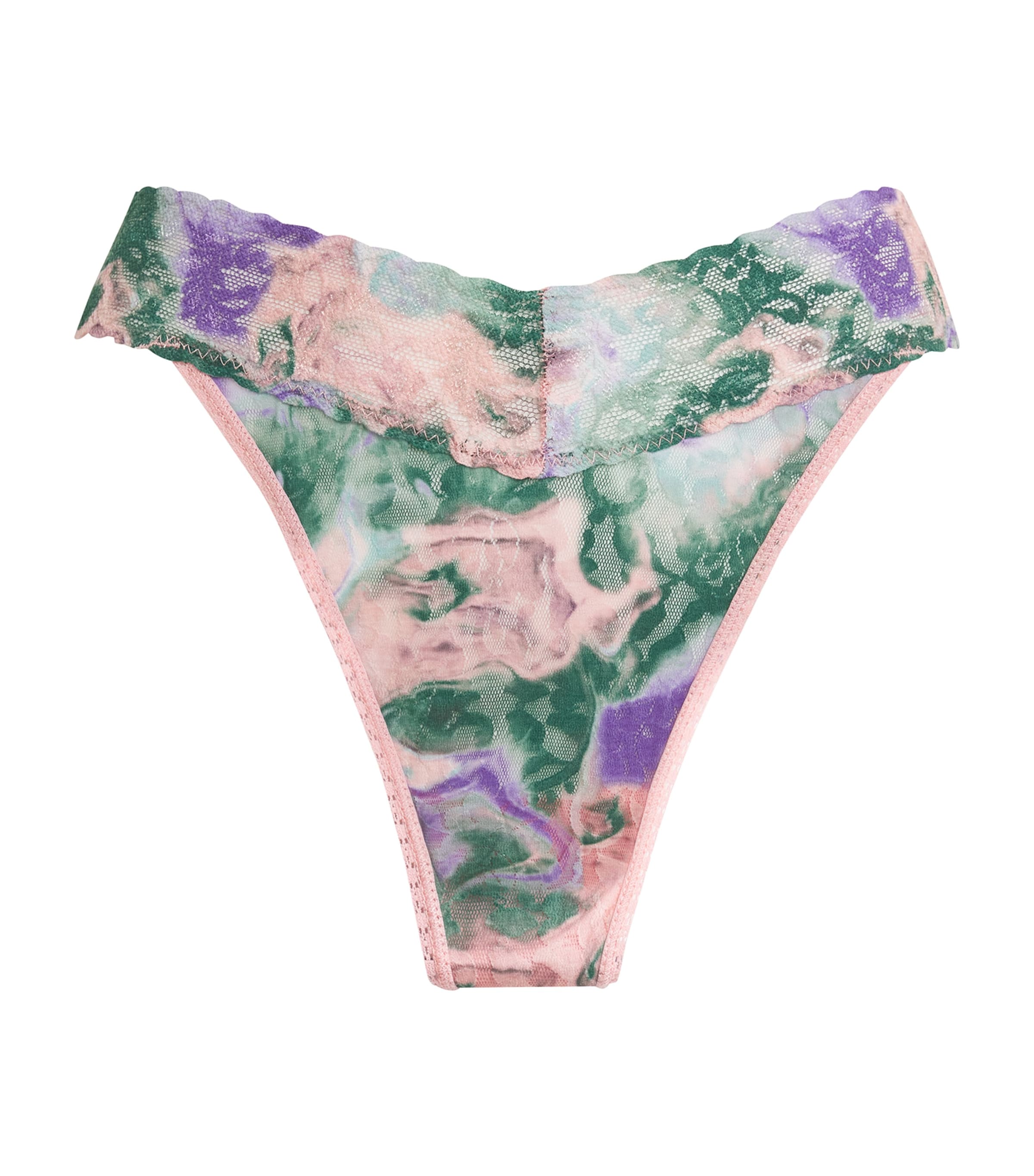 HANKY PANKY LACE FLORAL PRINT ORIGINAL RISE THONG