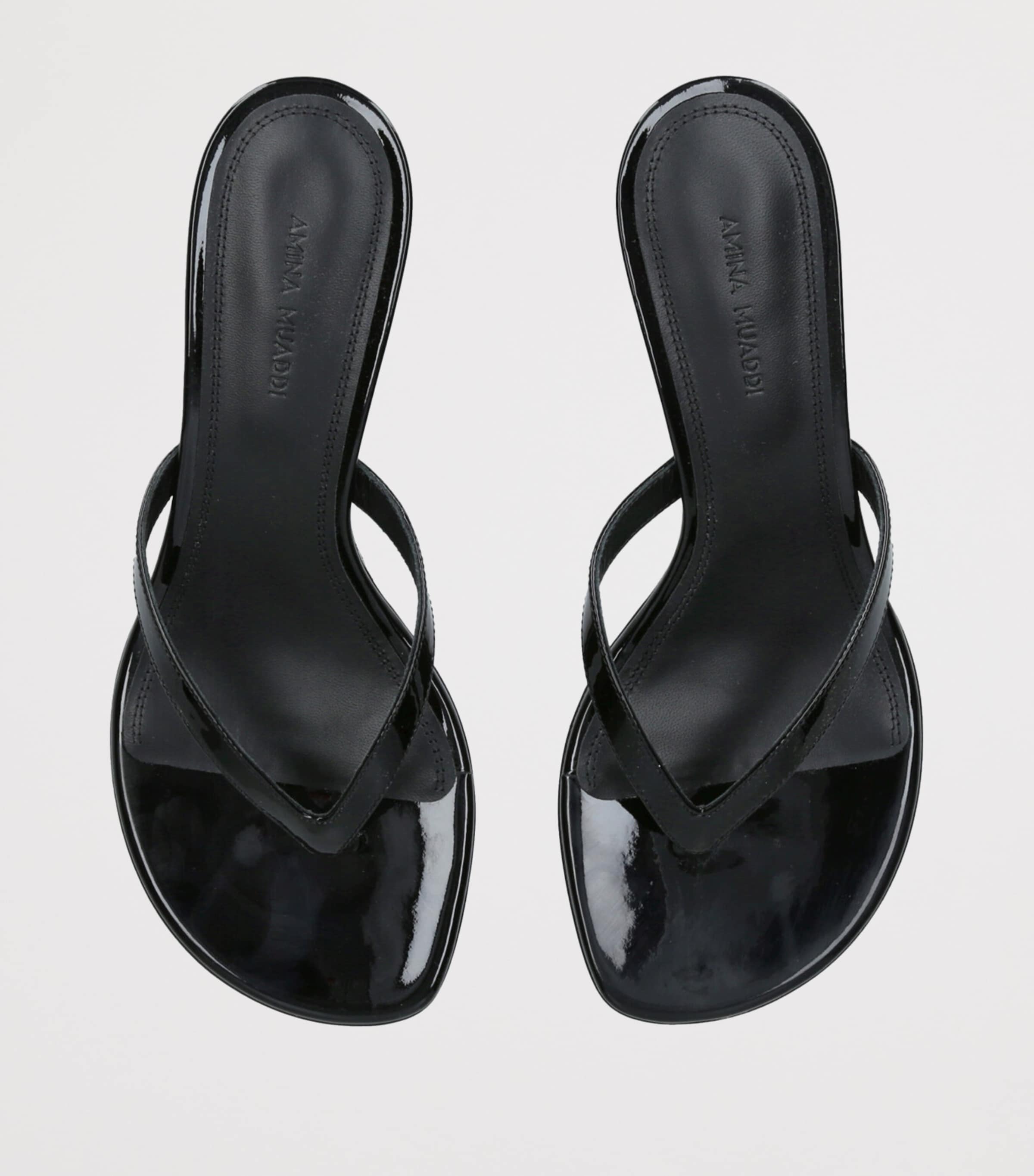 Amina Muaddi Black Leather Juliette Sandals 45 | Harrods UK
