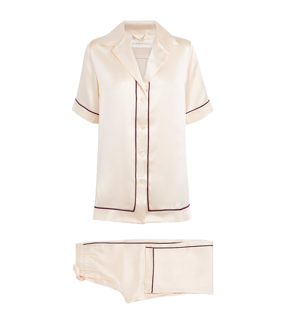 Olivia von Halle Womens Silk Tilda Pyjama Set Bone Image 1
