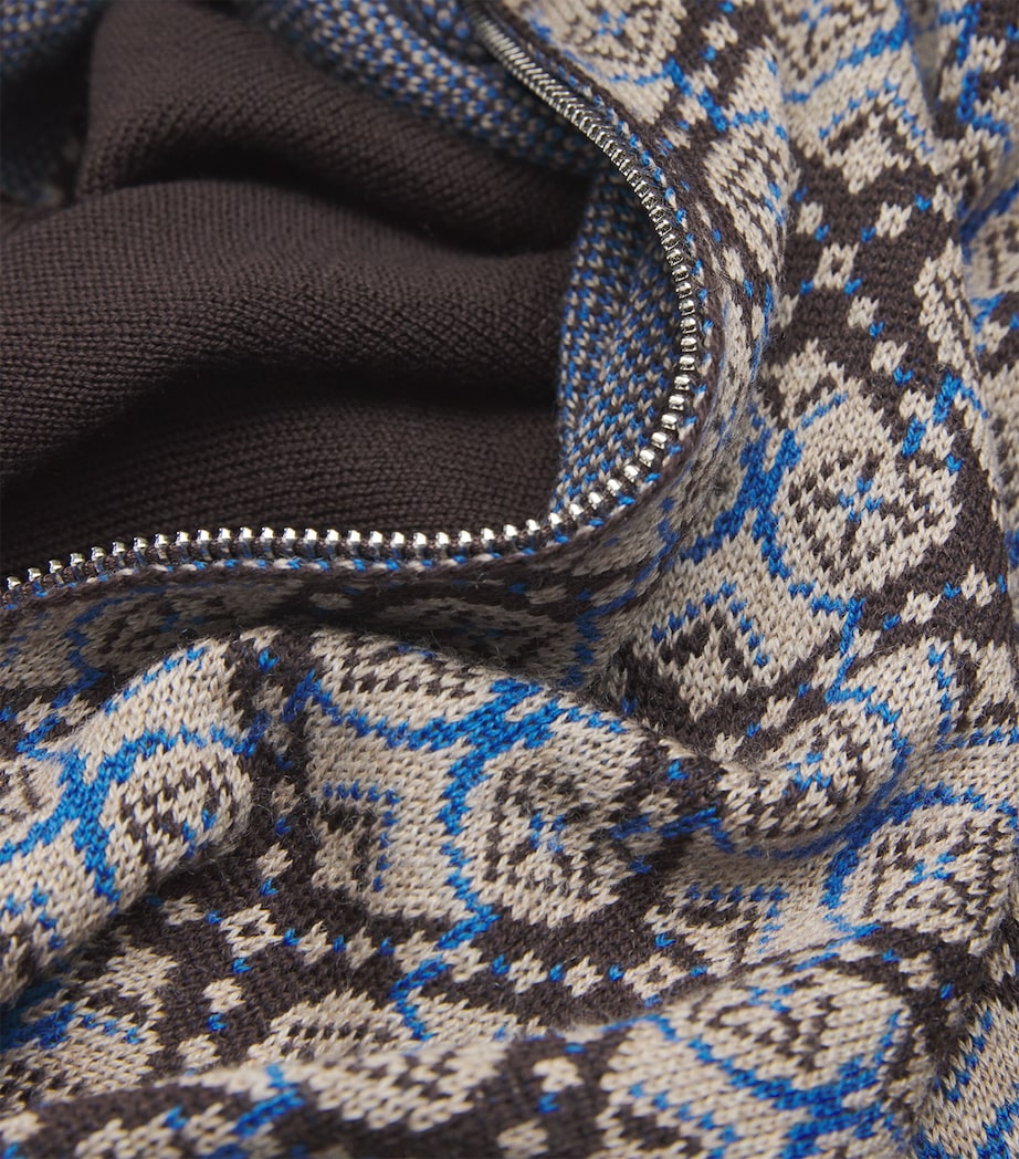 Geometric Reverie Zip-Up Sweater BROWN / GREY / BLUE Image 5