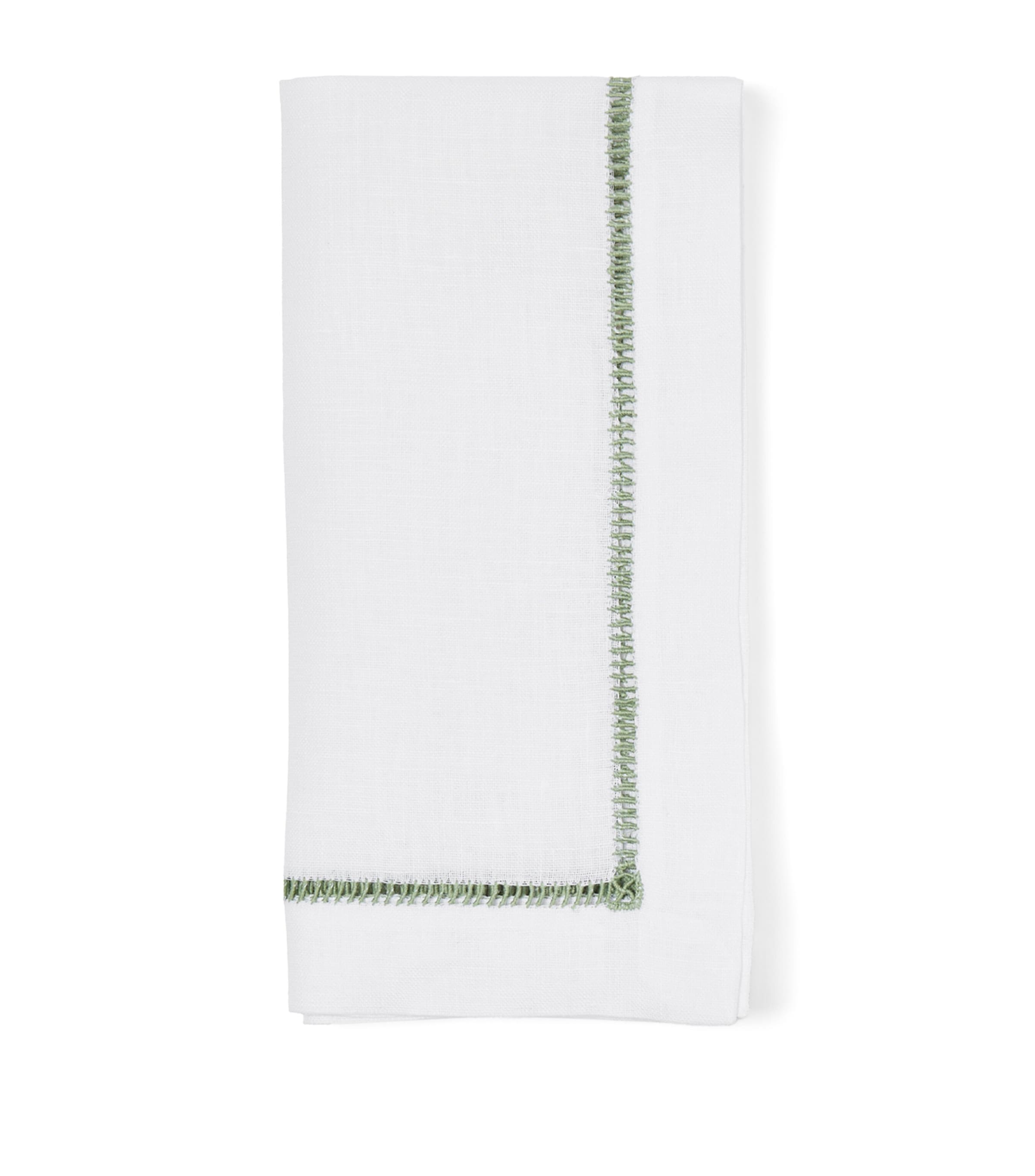 Linen Ladder Napkin (50cm x 50cm) WHITE / CELADON Image 2