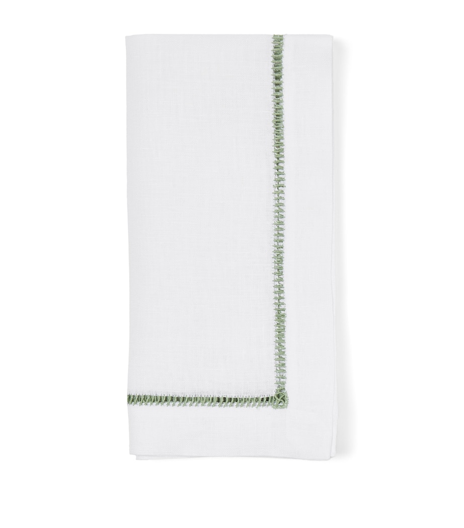 Linen Ladder Napkin (50cm x 50cm) WHITE / CELADON Image 2