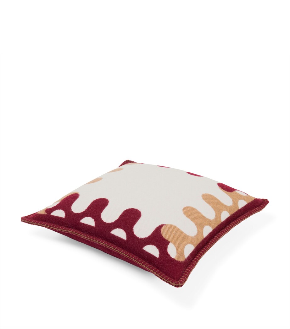 Wool Modernism 002 Cushion (50cm x 50cm) 7E15 - BURGUNDY/TAN Image 3