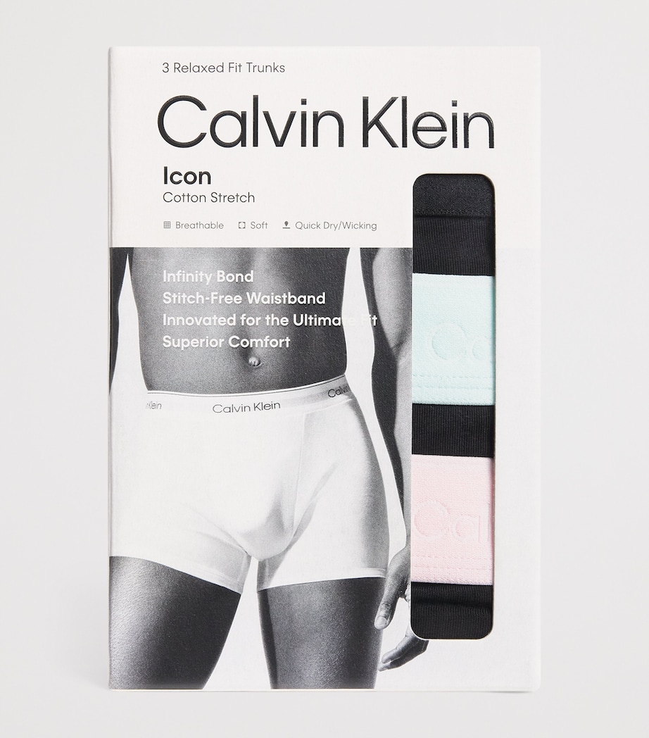 Calvin Klein Mens Cotton Stretch Relaxed Icon Trunks (Pack of 3) Multi Image 4