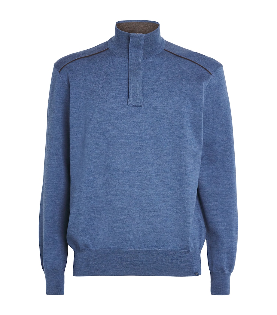 Virgin Wool Quarter-Zip Sweater 635CADET BLUE Image 1