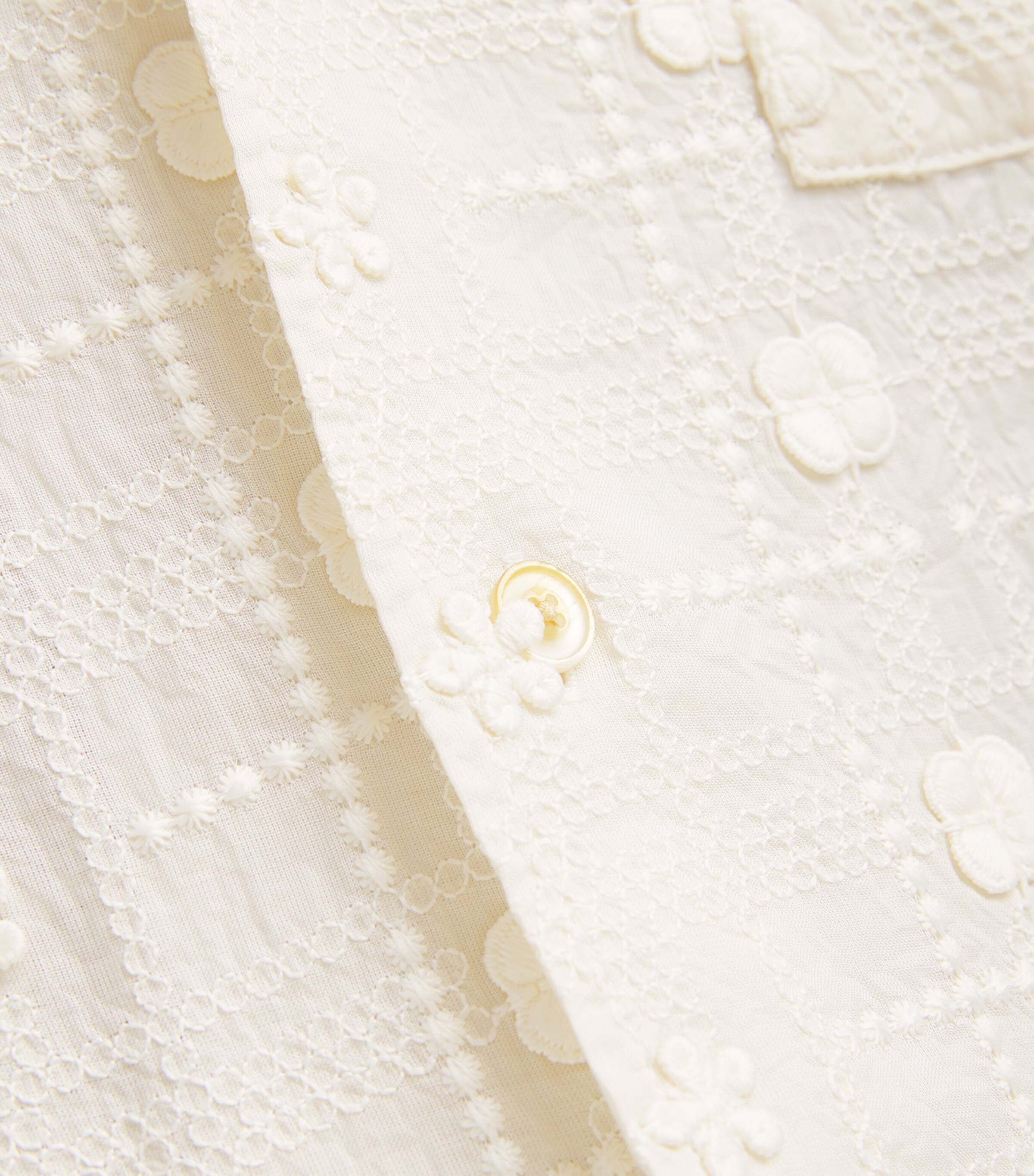 NN07 Mens Embroidered Ben Shirt Ivory Image 5