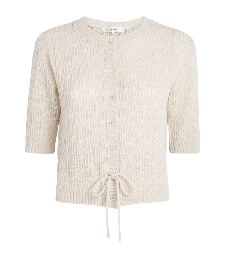 FRAME Womens Wool-Cashmere Clover Cardigan Oatmeal Heather Image 1