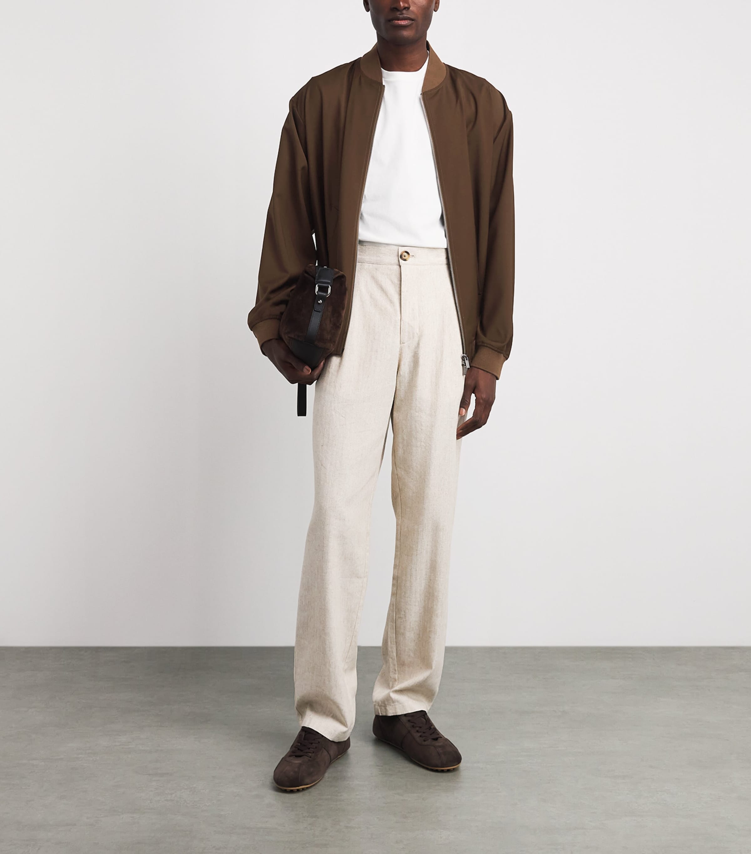 Barena Mens Virgin Wool Bomber Jacket Toffee Image 2