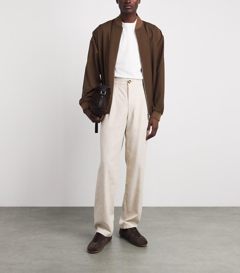 Barena Mens Virgin Wool Bomber Jacket Toffee Image 2