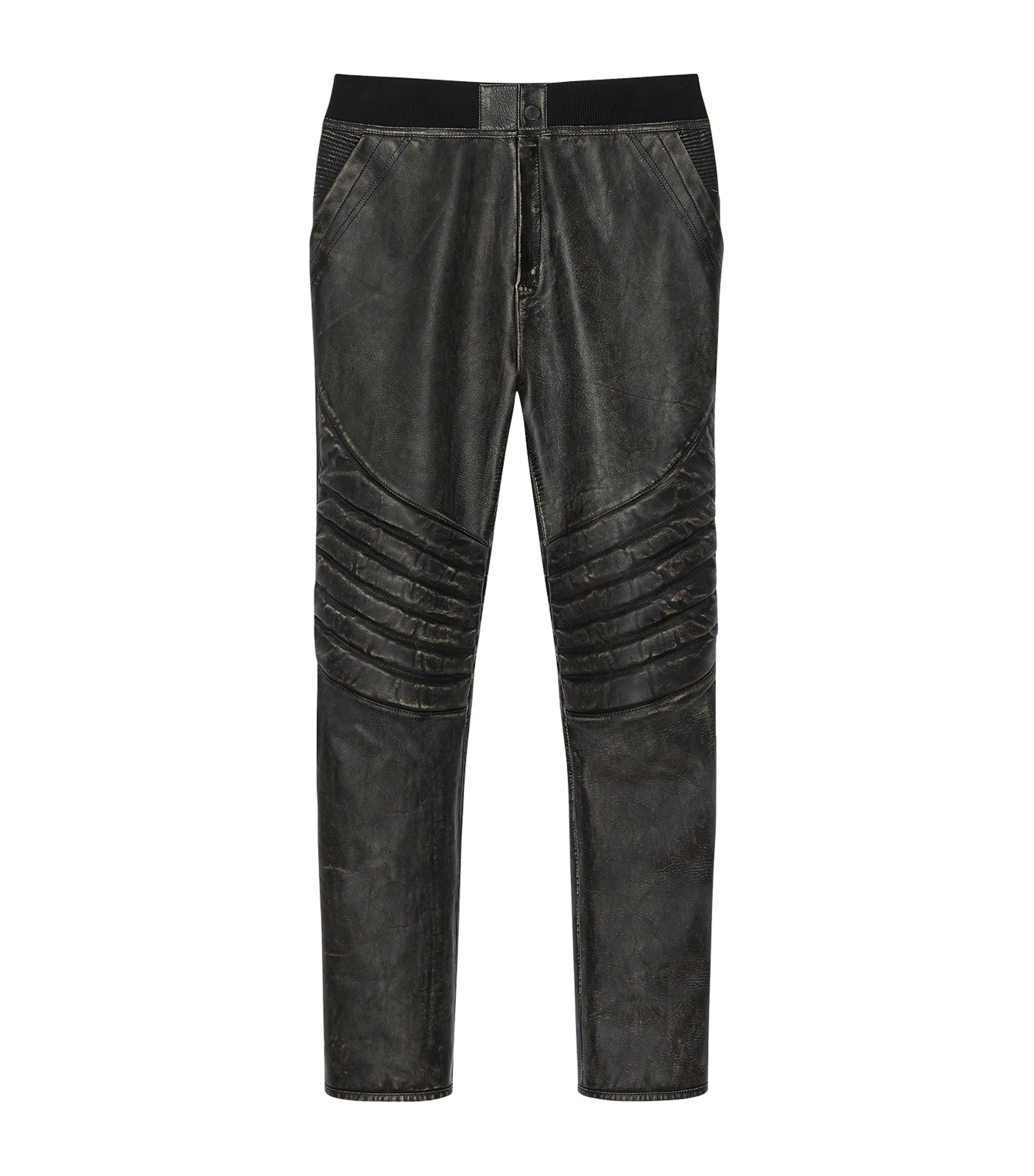 Givenchy Mens Slim Biker Leather Trousers Image 1