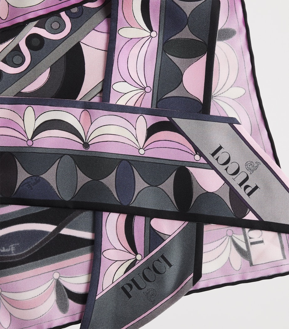 Silk Printed Headscarf 1/BLACK PINK Image 4