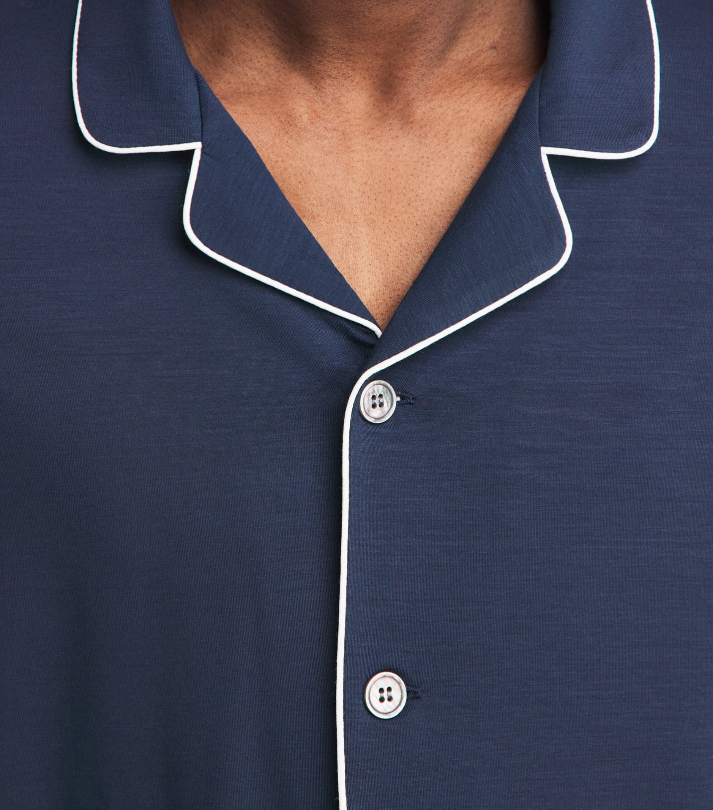 Derek Rose Mens Modal-Blend Basel Pyjama Set Navy Image 8