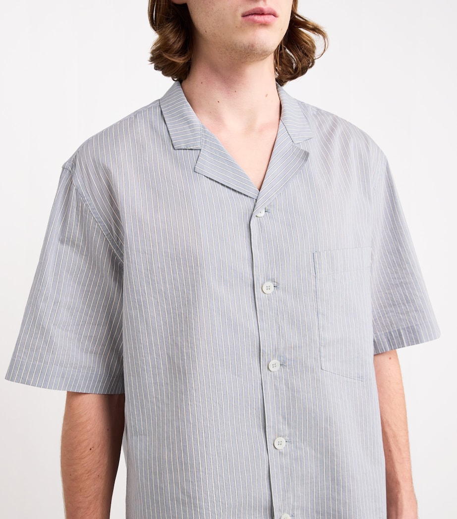 Barena Mens Cotton-Silk Striped Shirt Azzuro Image 6