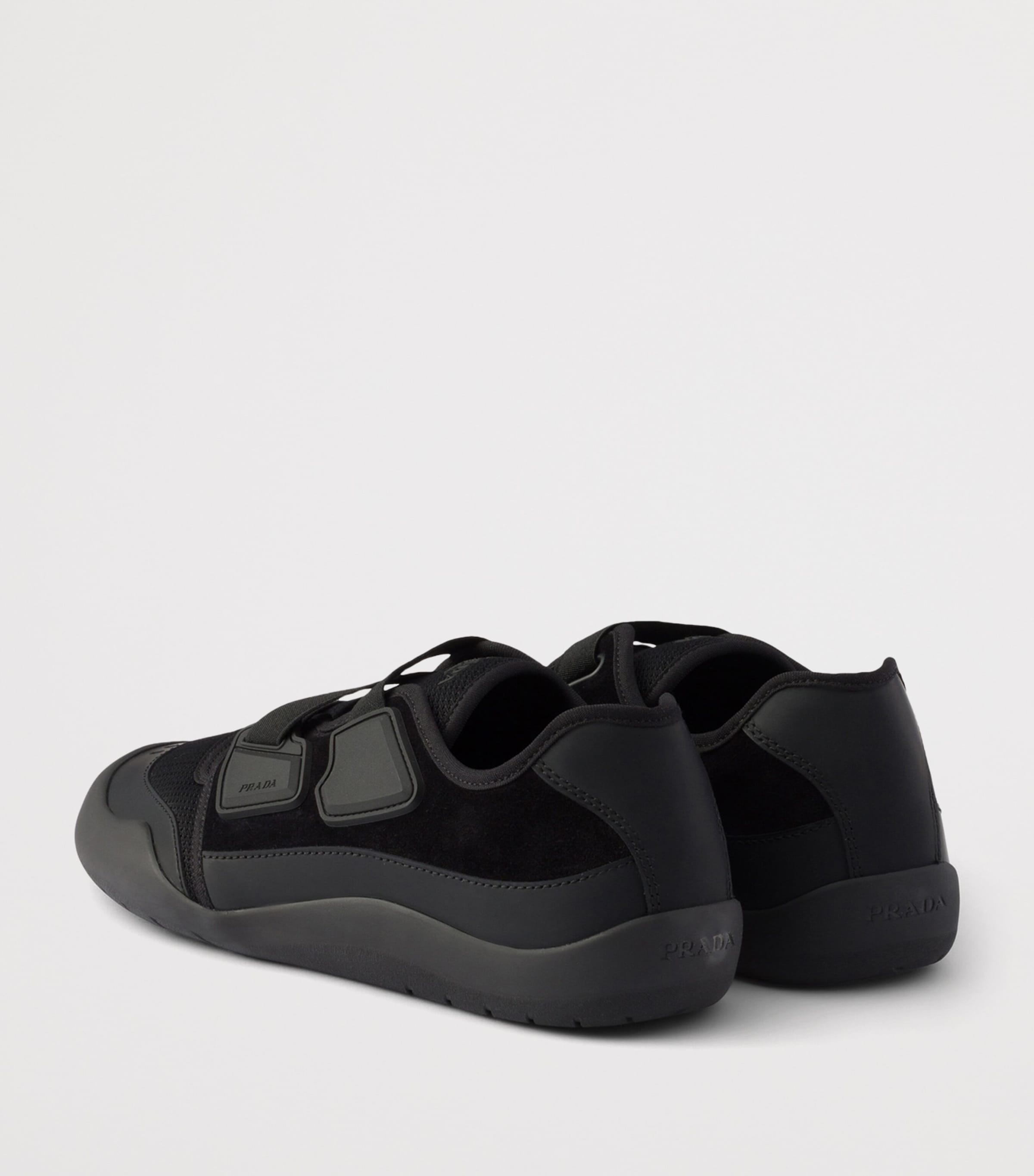 Prada Leather-Mesh Speedrock Sneakers Black Image 4