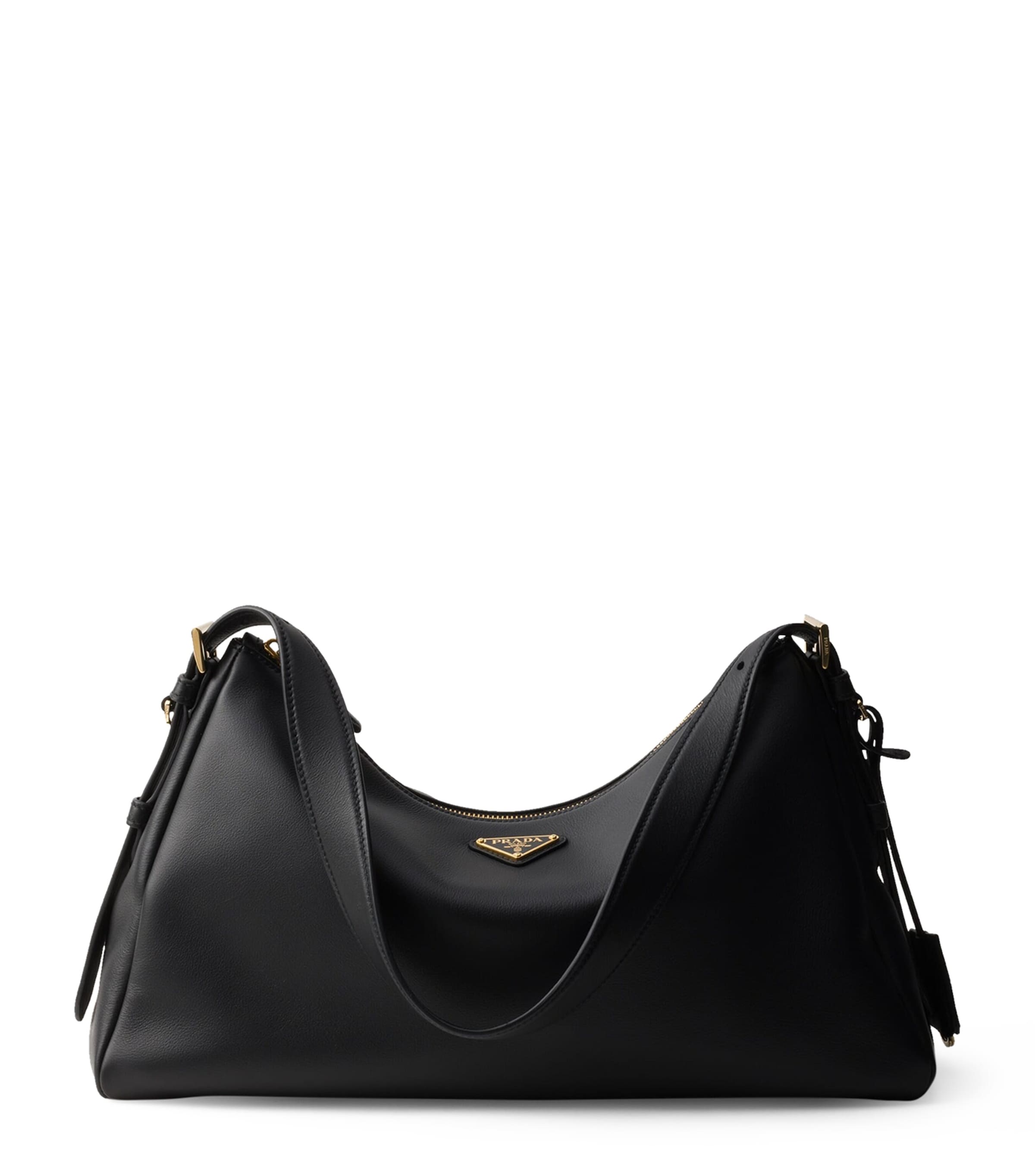 Prada Black Large Calf Leather Aimée Shoulder Bag | Harrods UK