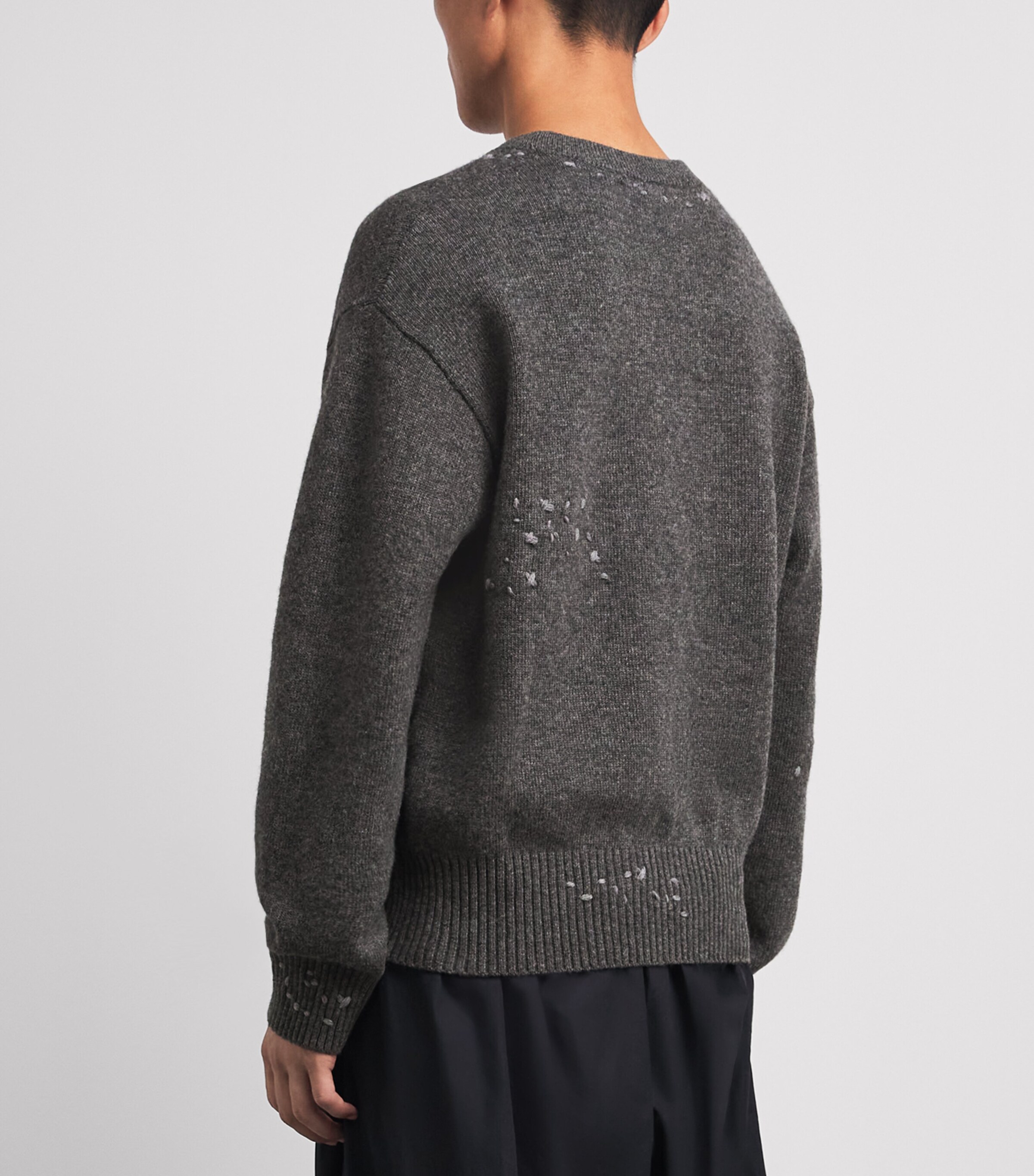 DOMREBEL Mens Wool-Blend Embroidered Wiser Sweater Grey Image 5