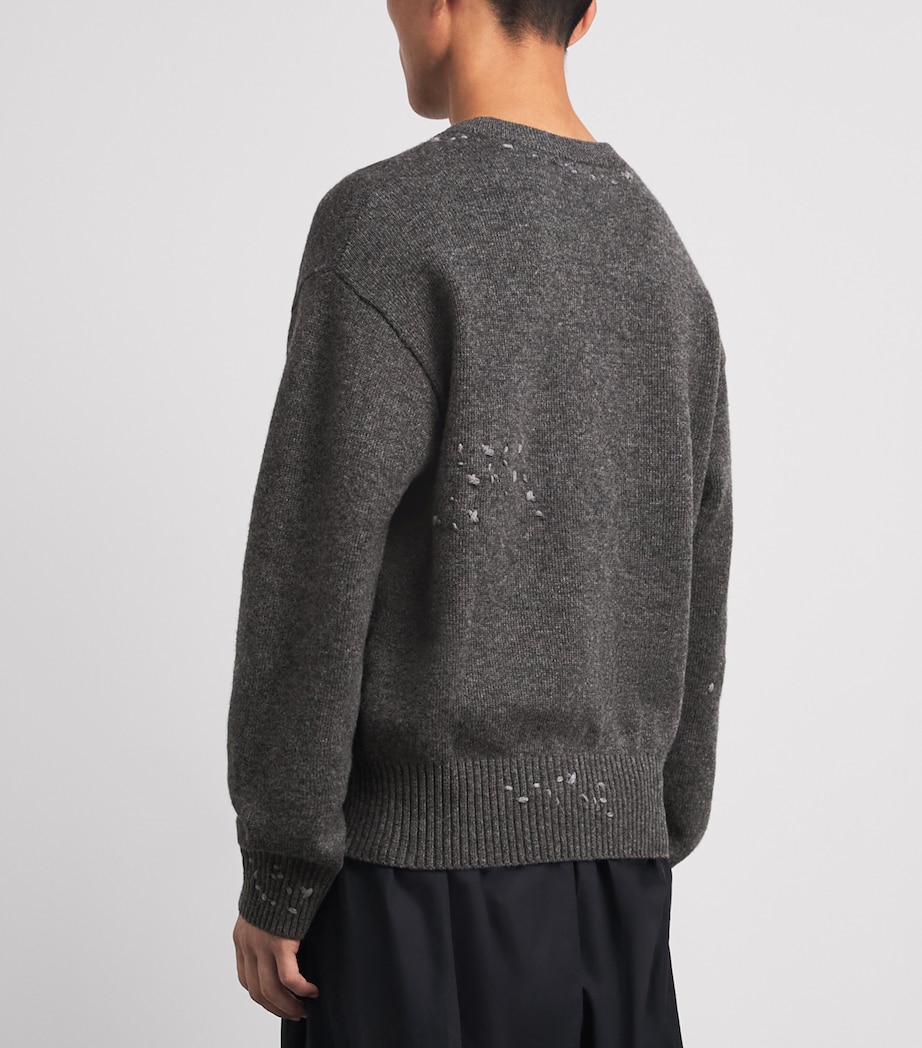 DOMREBEL Mens Wool-Blend Embroidered Wiser Sweater Grey Image 5