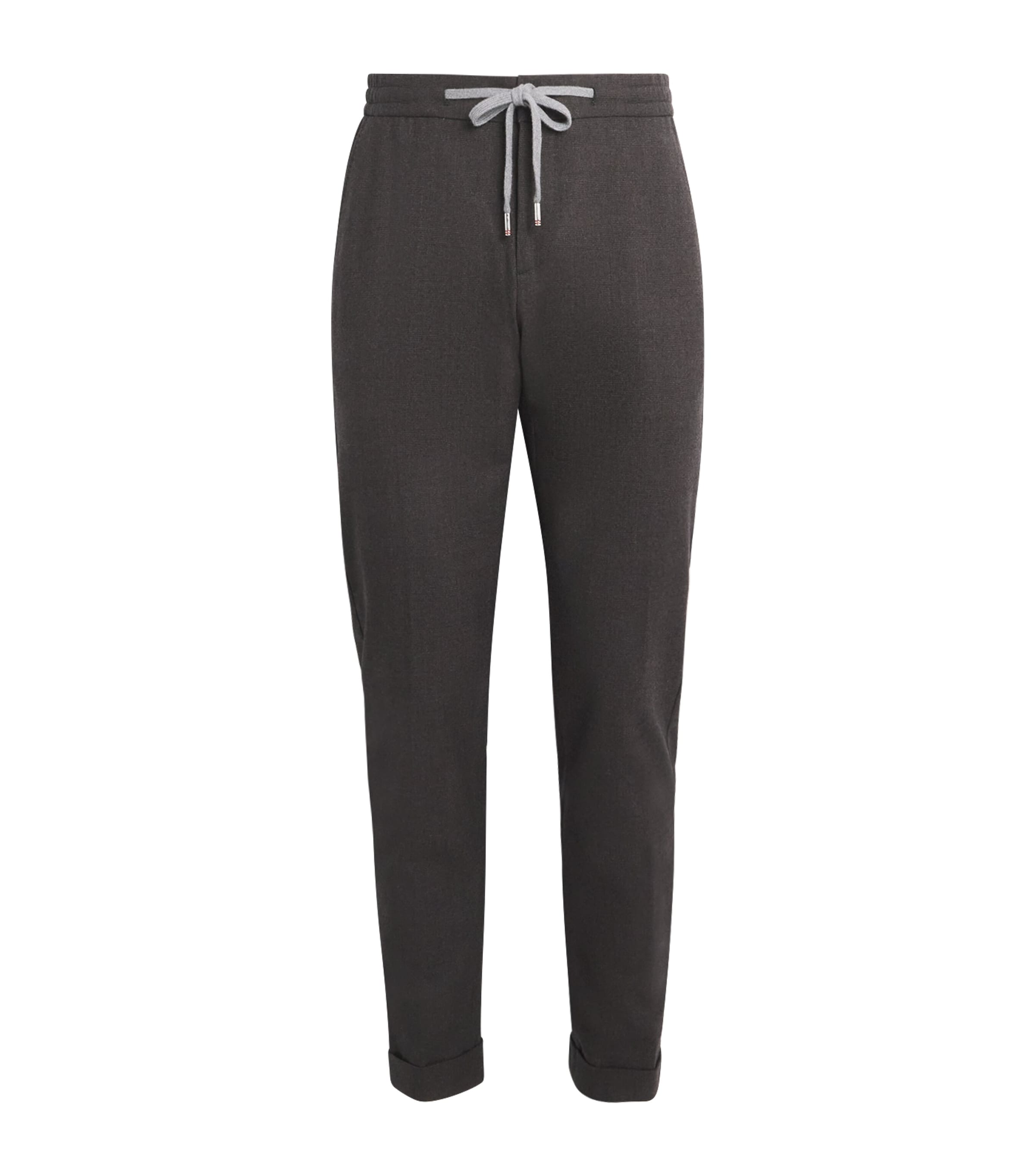 Wool Micro-Check Drawstring Trousers 08 - BROWN PLAID Image 1