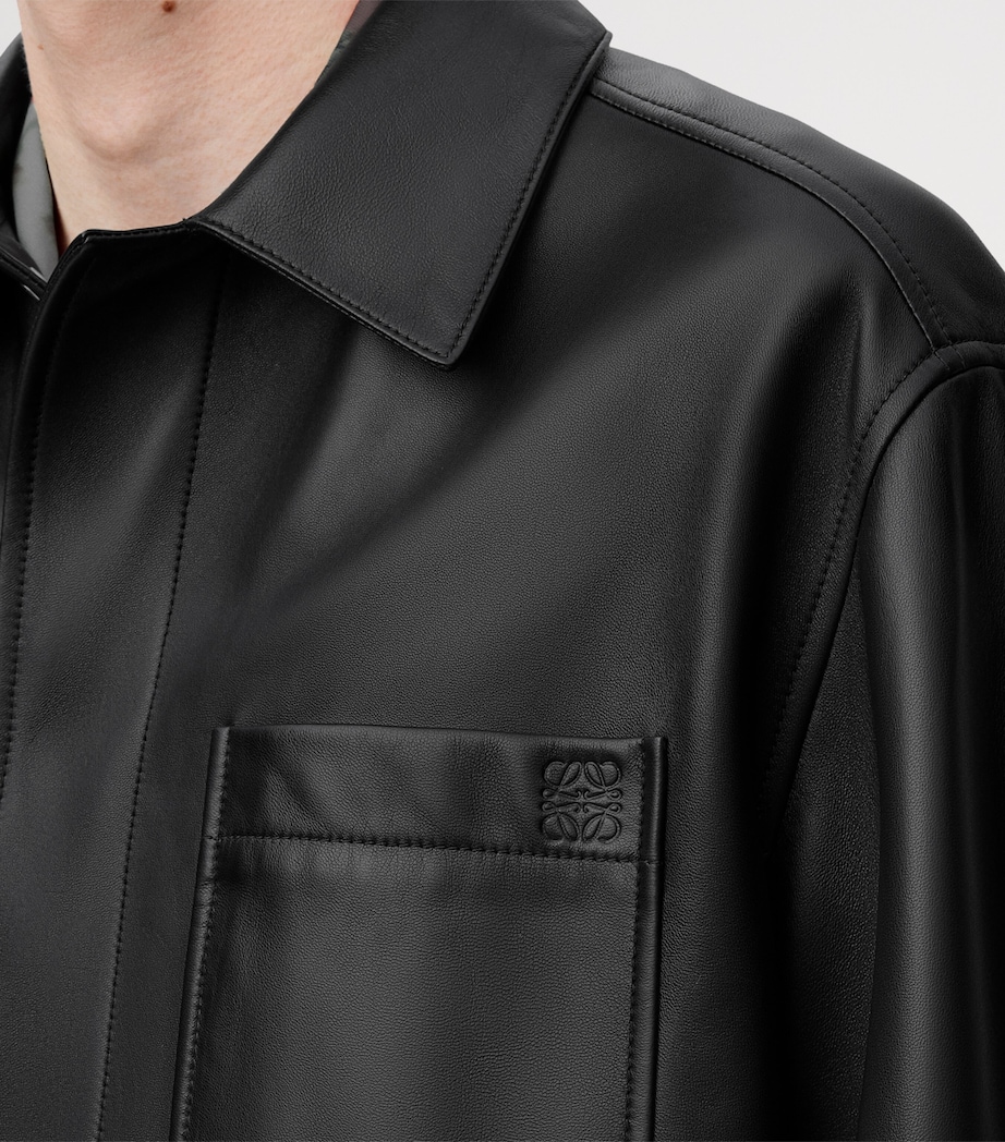 Leather Anagram Overshirt BLACK Image 4